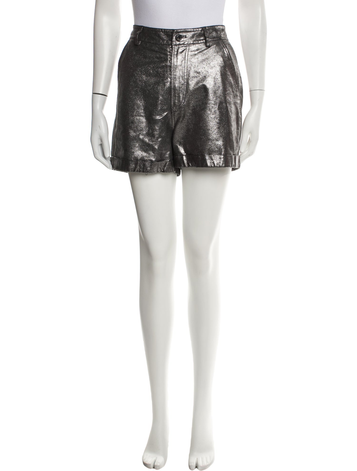 BA&SH Lamb Leather Mini Shorts