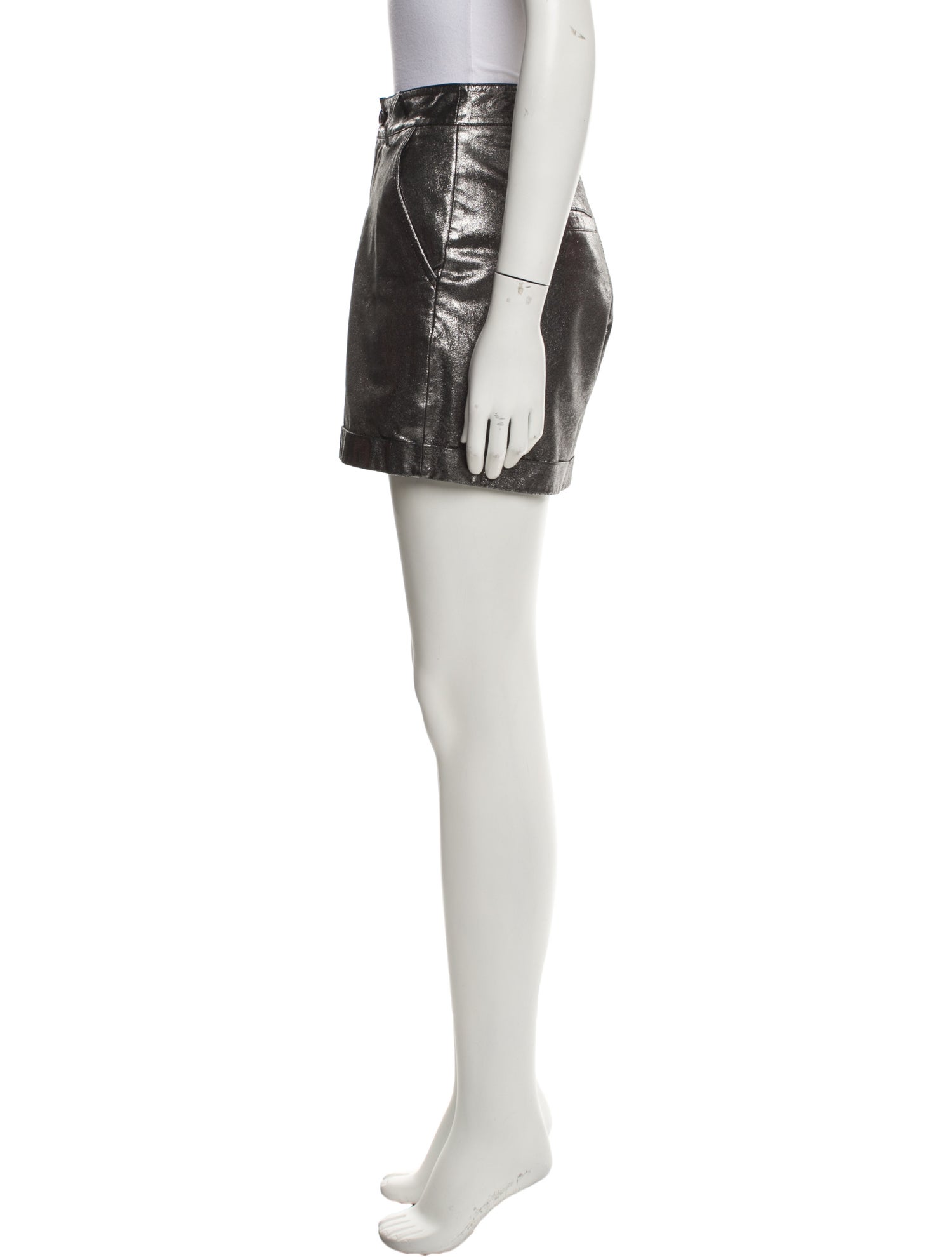 BA&SH Lamb Leather Mini Shorts