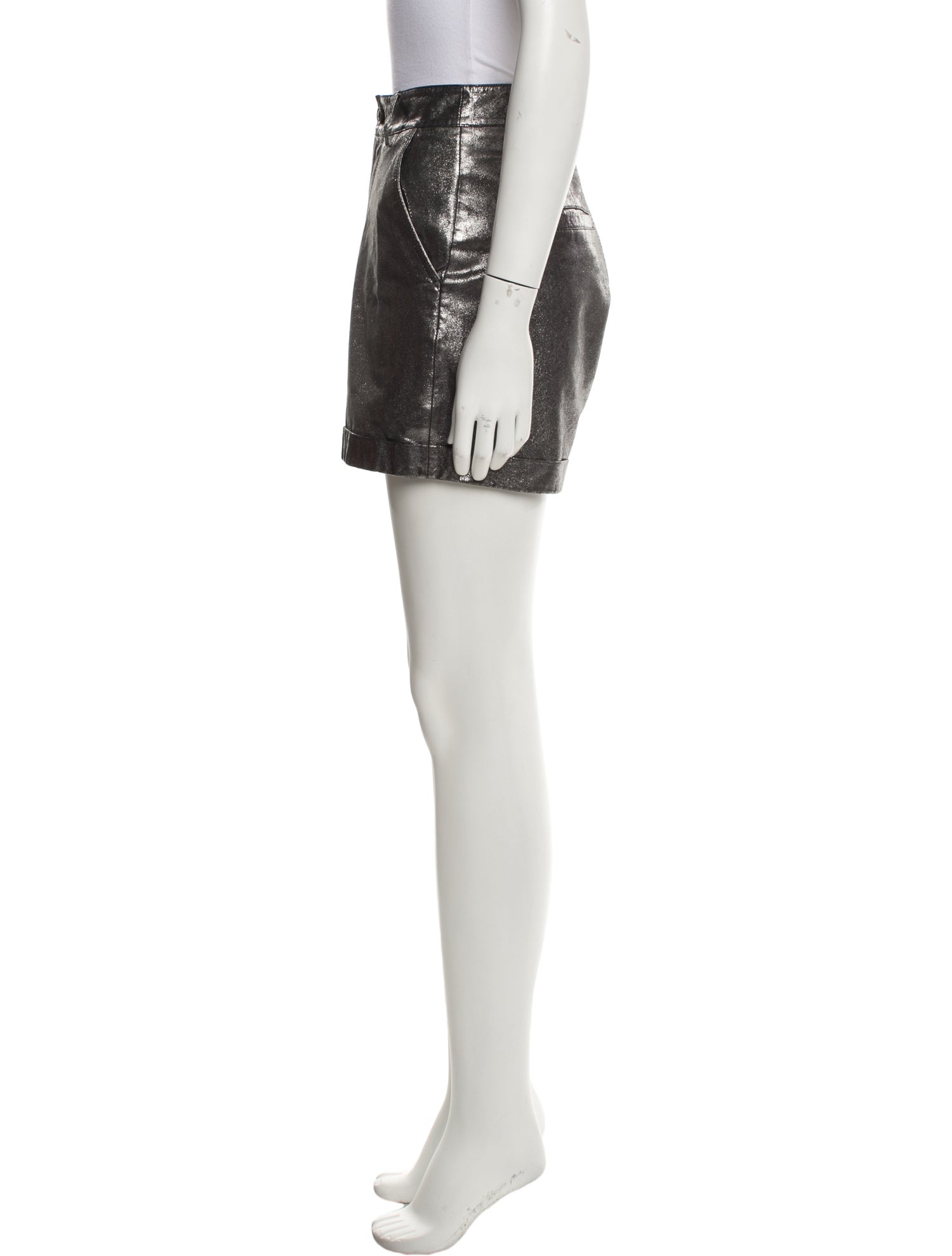 BA&SH Lamb Leather Mini Shorts