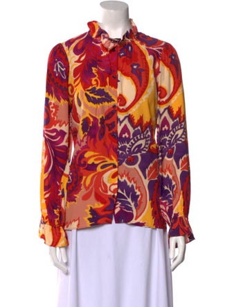 BA&SH Floral Print Mock Neck Blouse