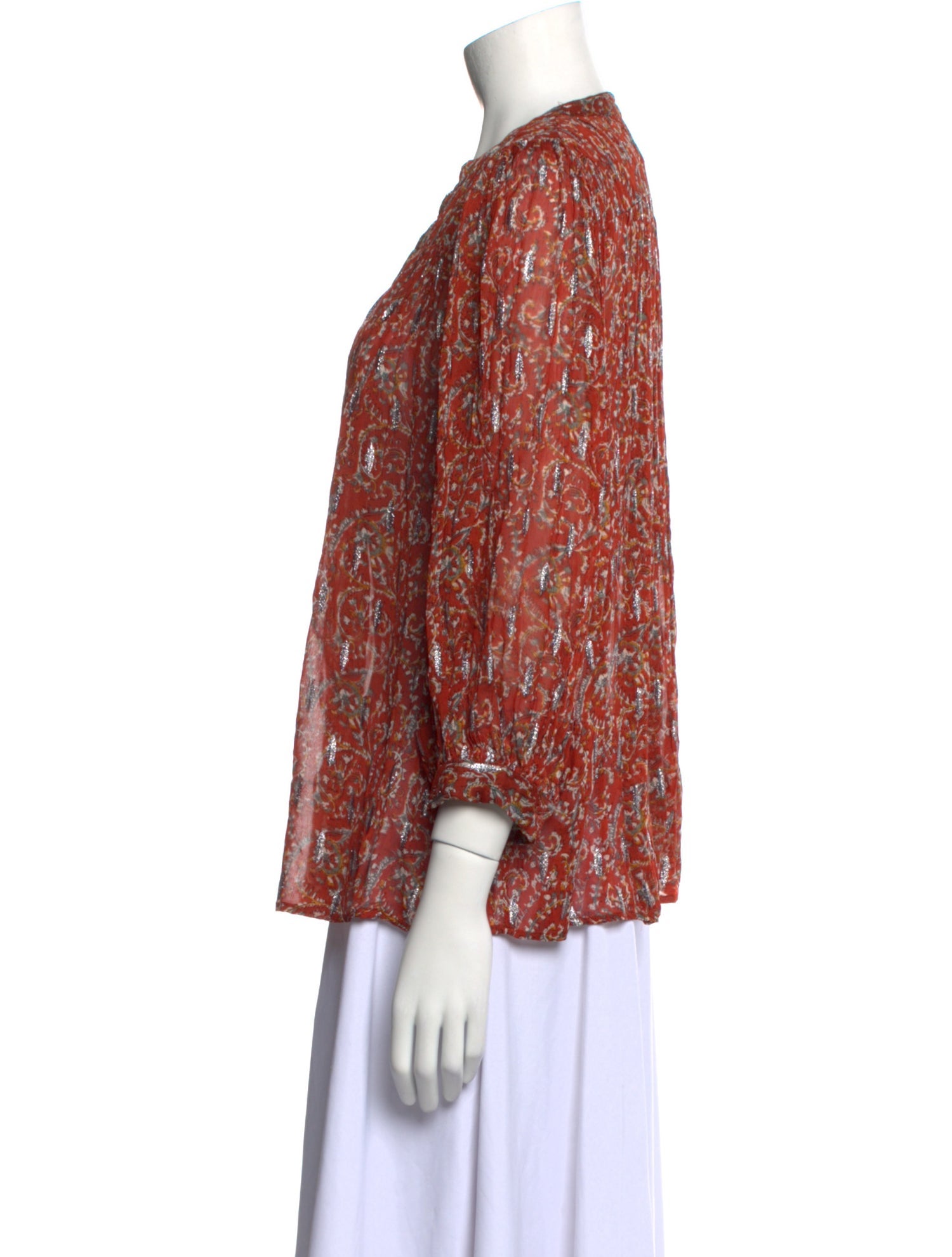 BA&SH Printed V-Neck Blouse