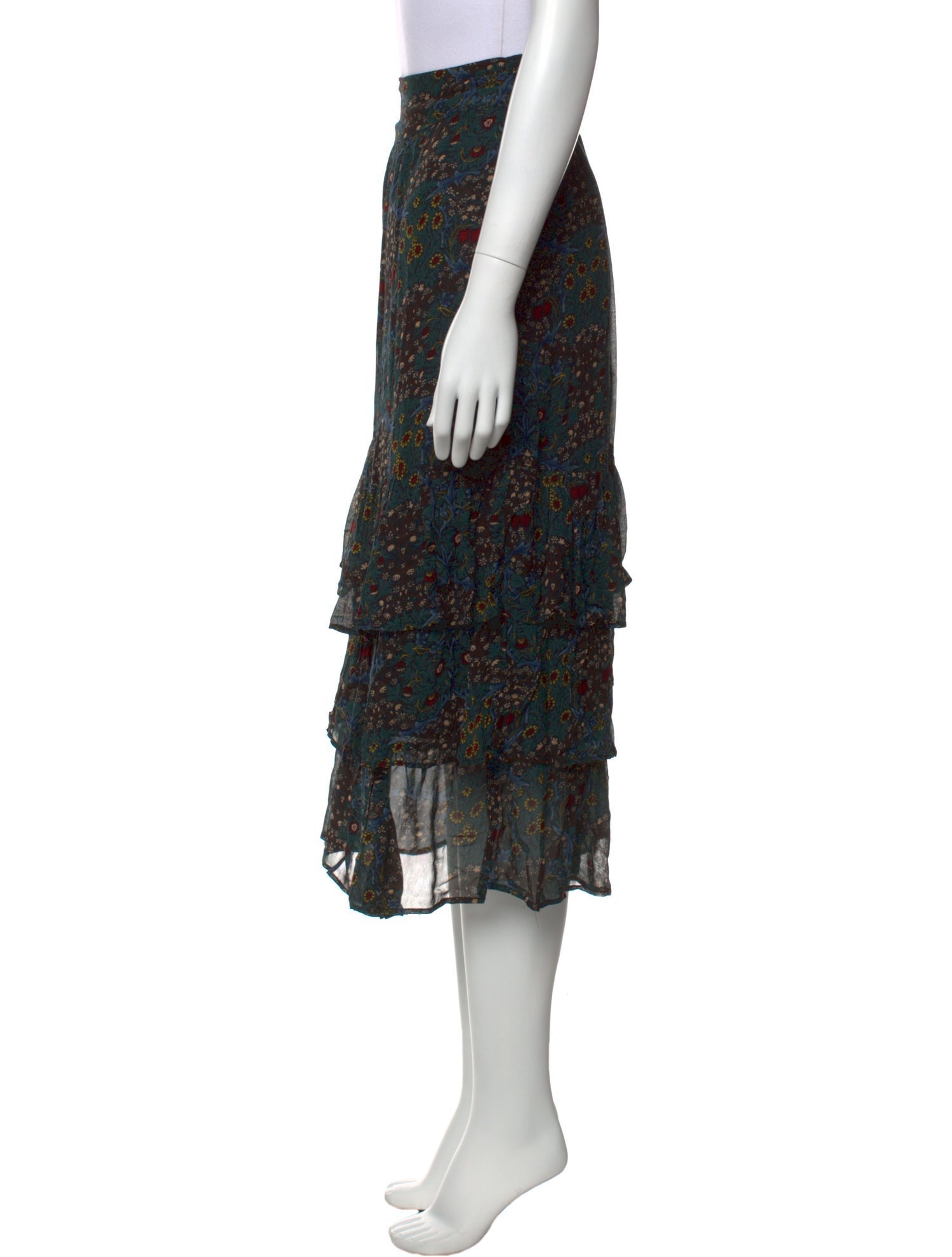 BA&SH Floral Print Midi Length Skirt