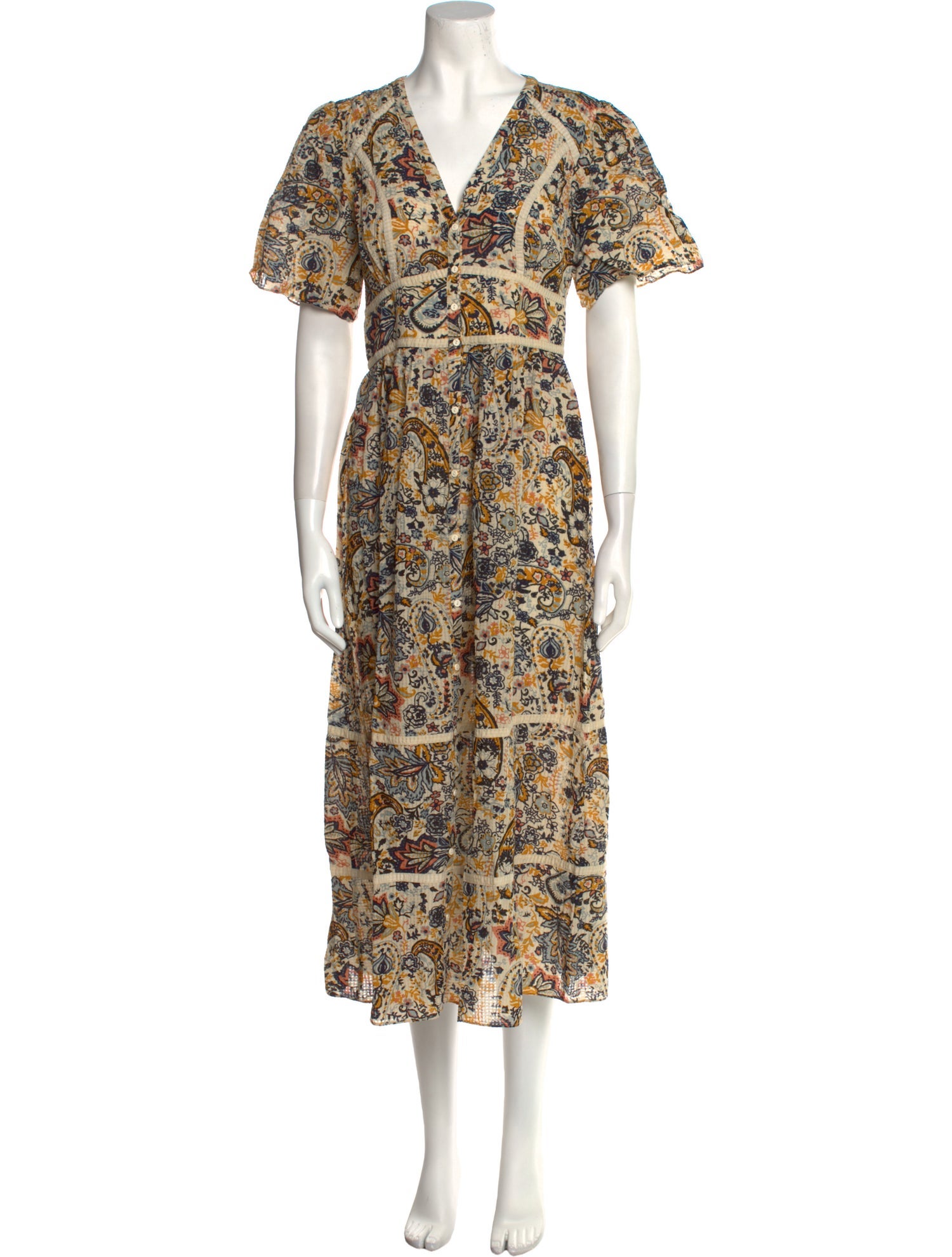 BA&SH Paisley Print Midi Length Dress