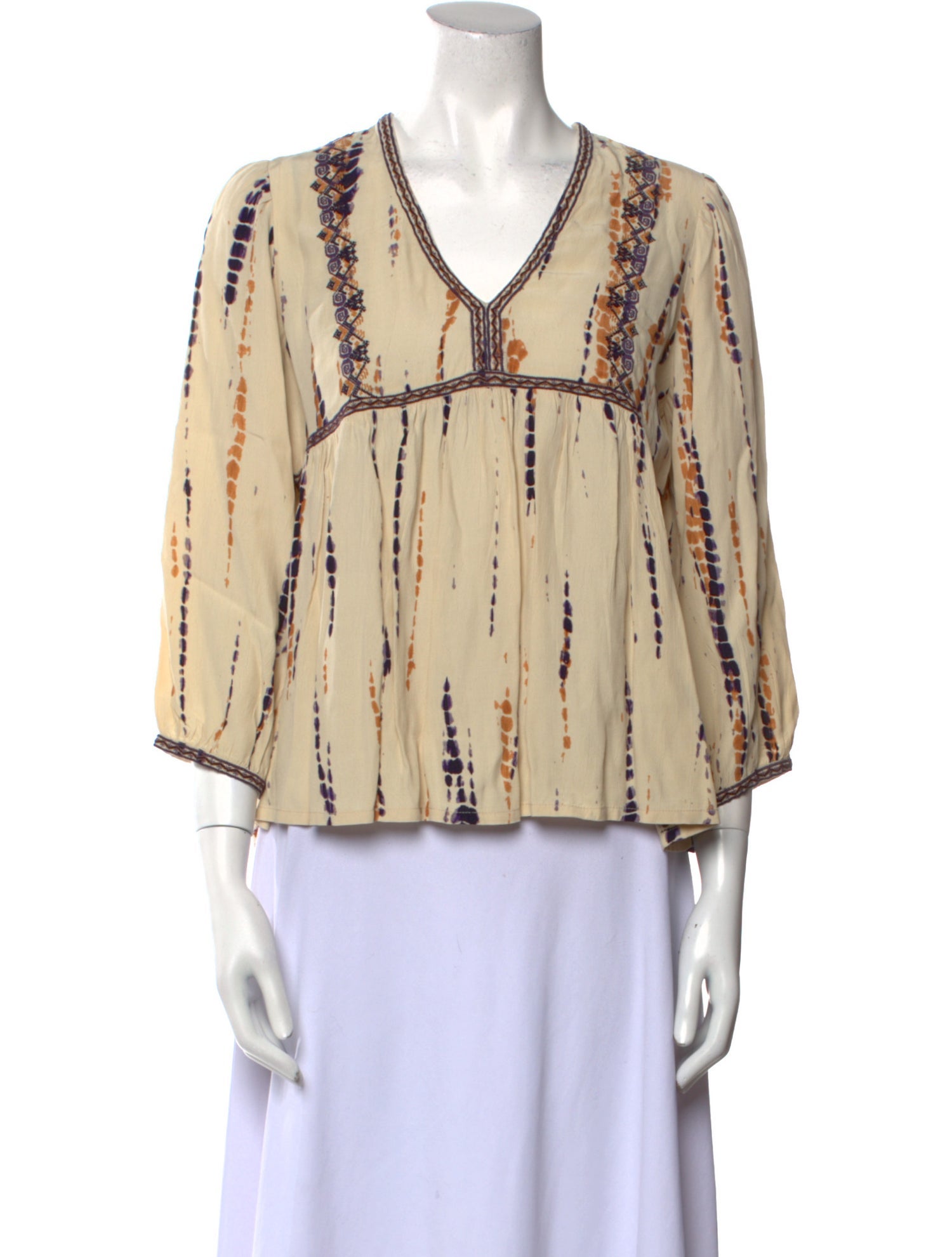 BA&SH Printed V-Neck Blouse w/ Tags