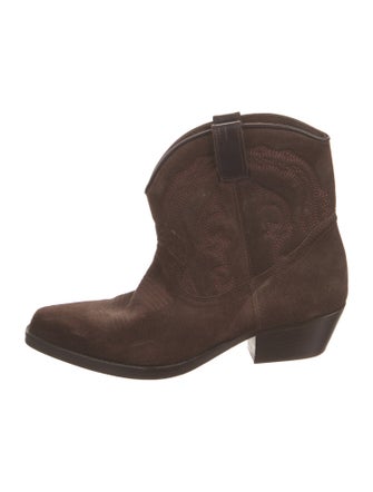 BA&SH Suede Embroidered Accent Western Boots