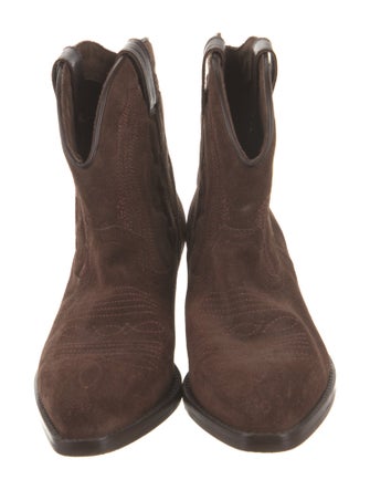 BA&SH Suede Embroidered Accent Western Boots