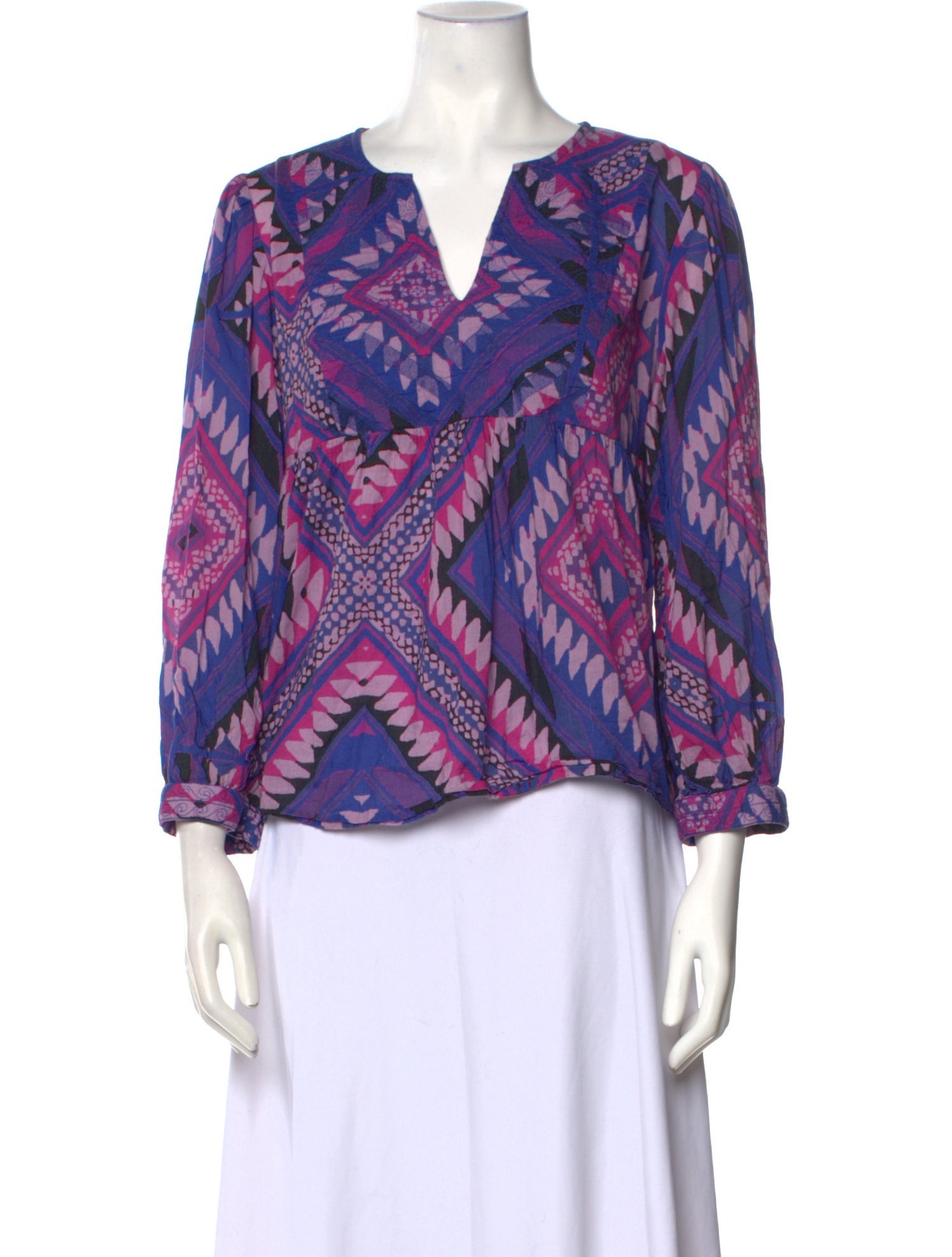 BA&SH Printed V-Neck Blouse