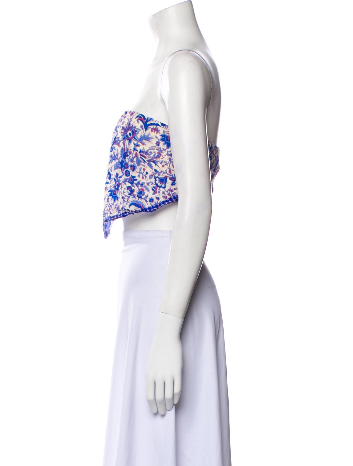 BA&SH Floral Print Strapless Crop Top