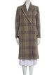 BA&SH Wool Plaid Print Faux Fur Coat