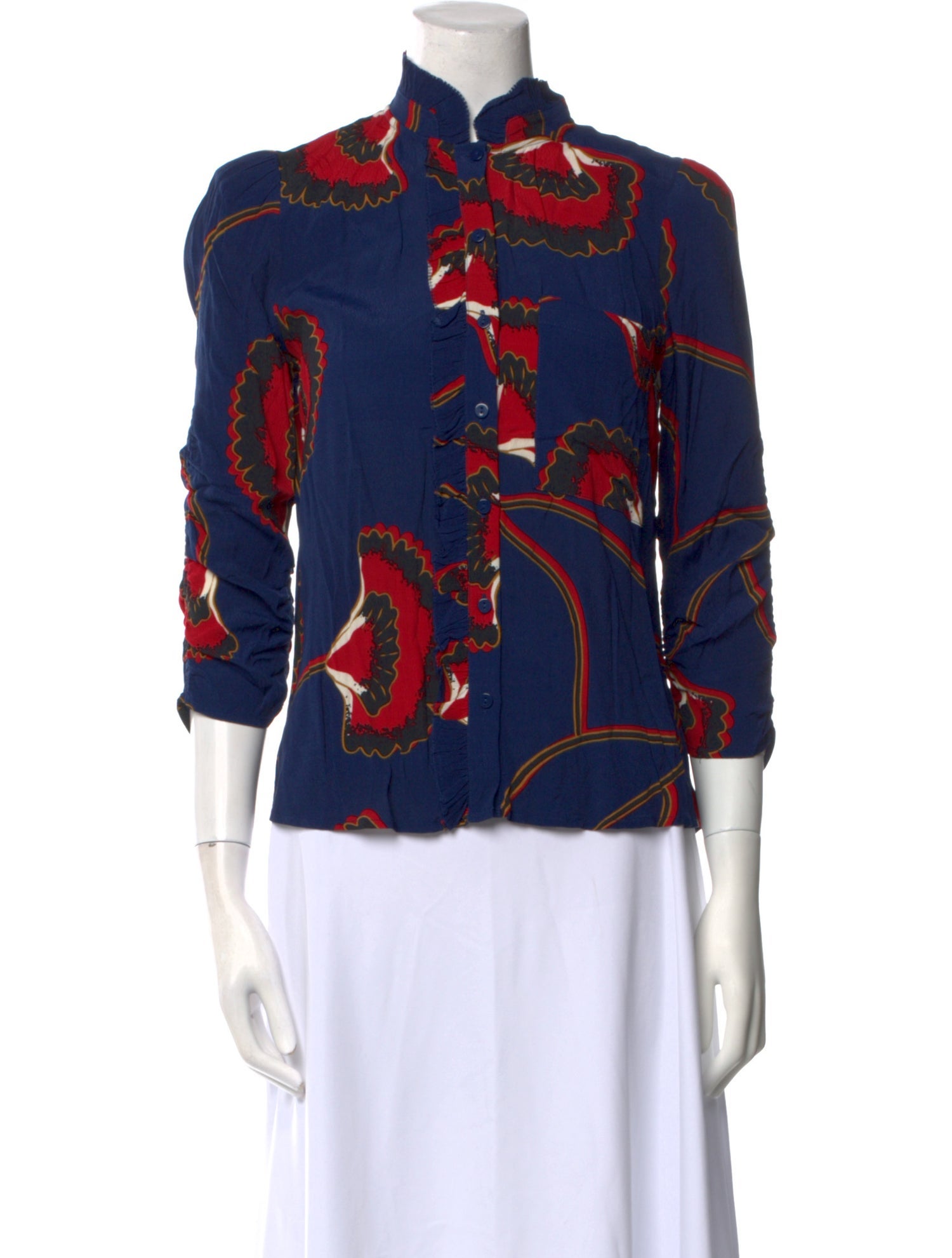 BA&SH Printed Mock Neck Blouse