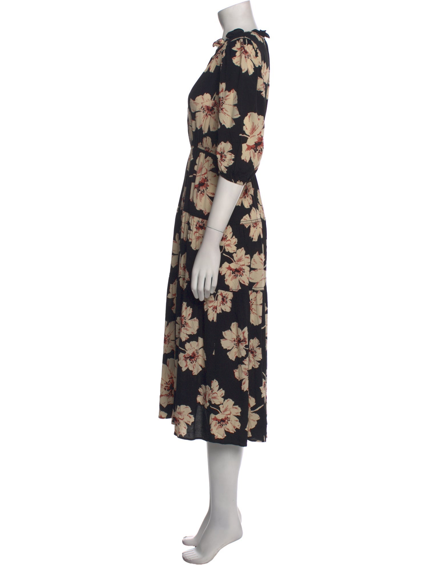 BA&SH Floral Print Midi Length Dress