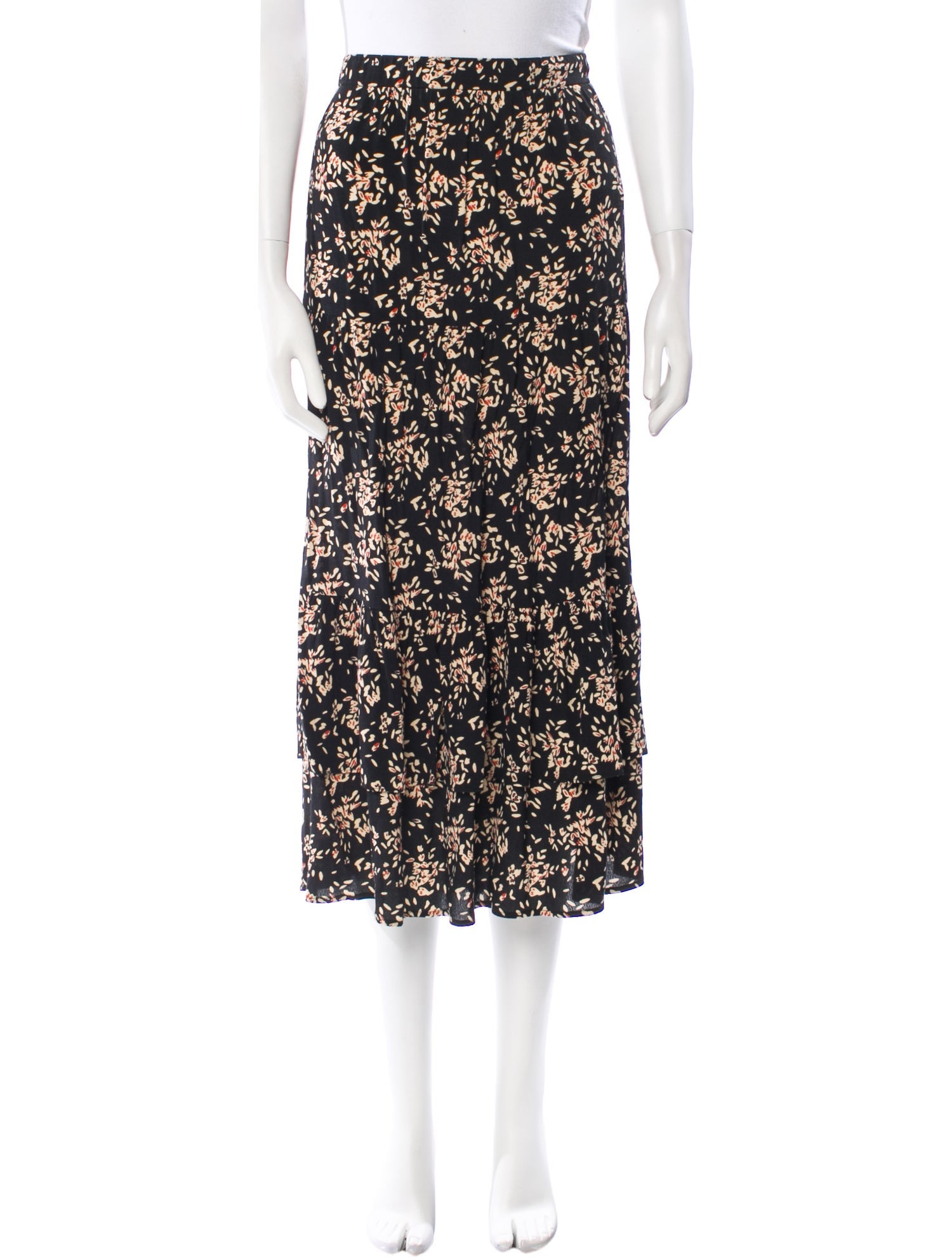 BA&SH Floral Print Midi Length Skirt