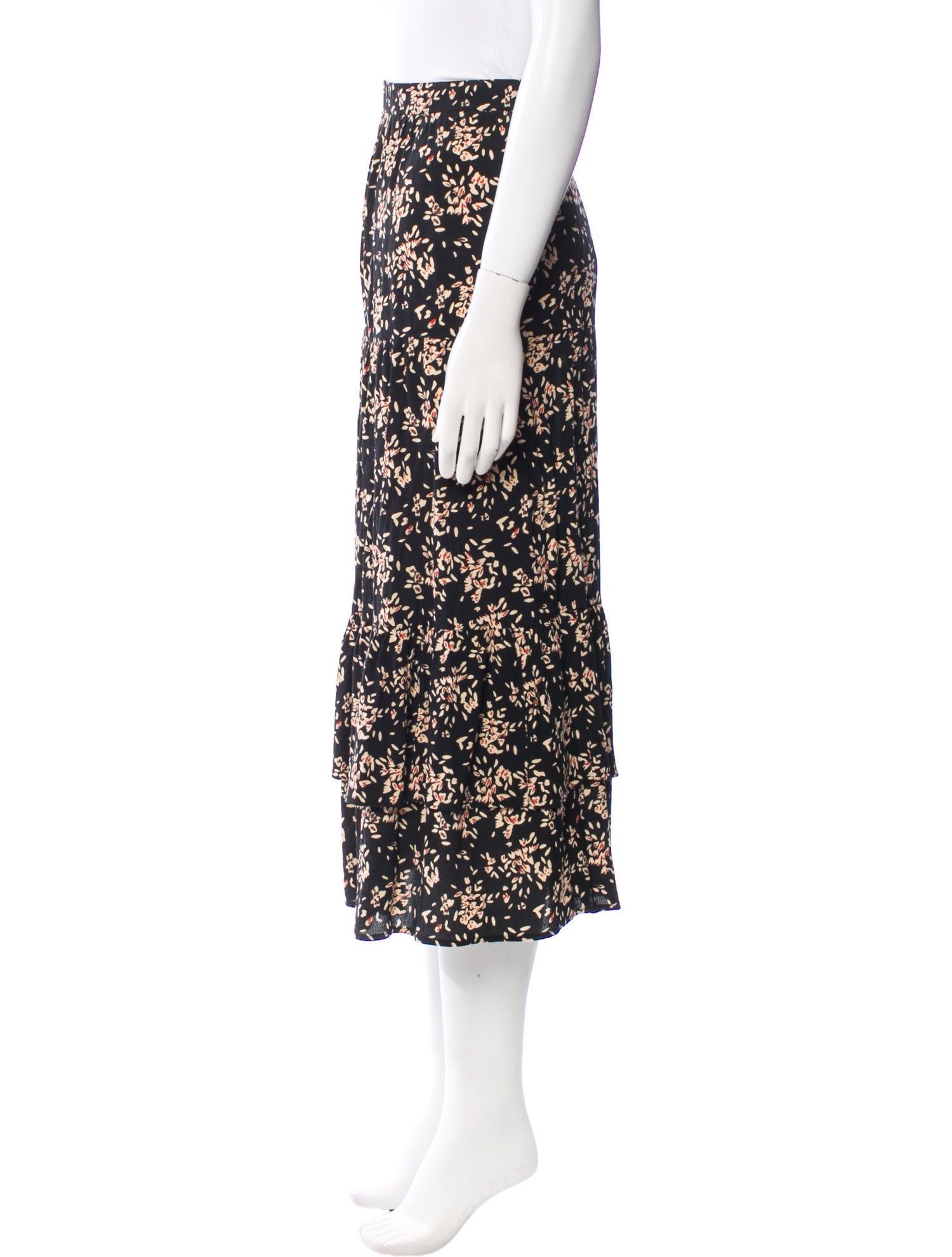 BA&SH Floral Print Midi Length Skirt