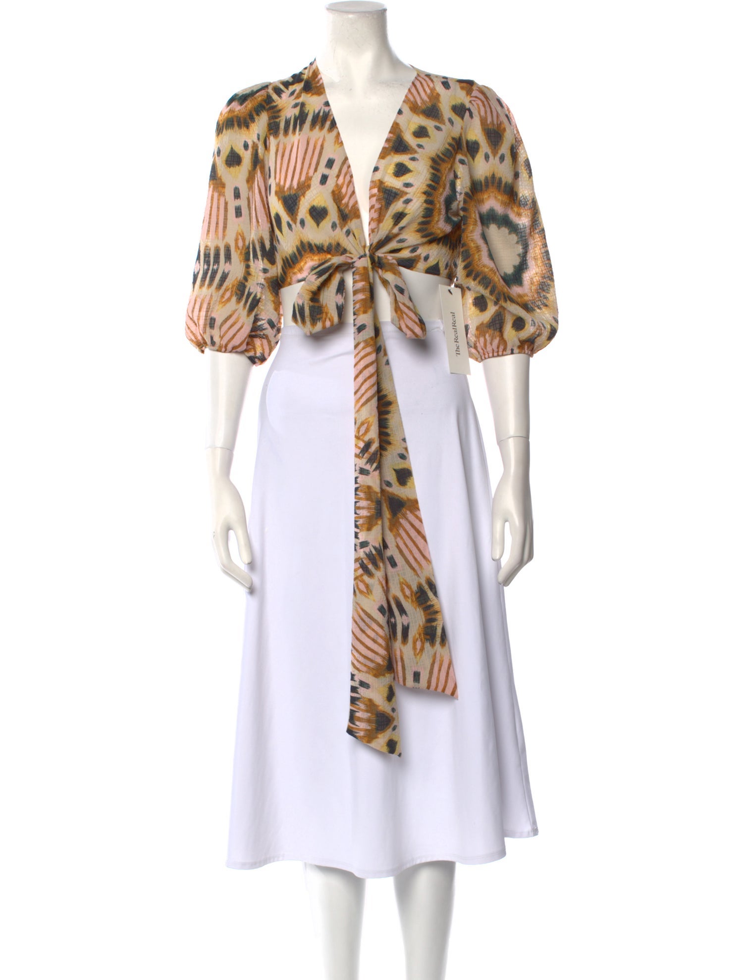 BA&SH Printed Plunge Neckline Crop Top w/ Tags