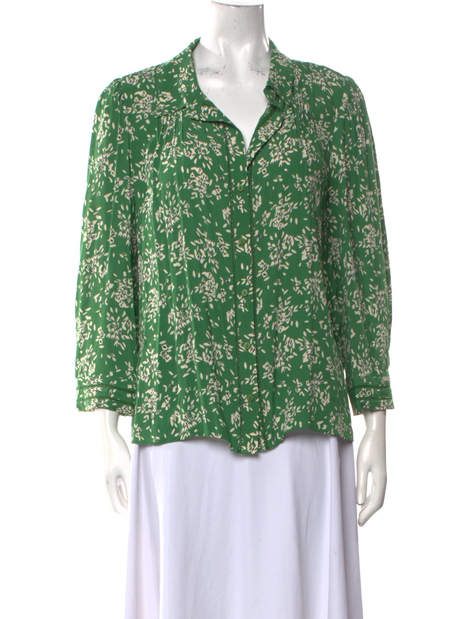 BA&SH Printed Three-Quarter Sleeve Blouse