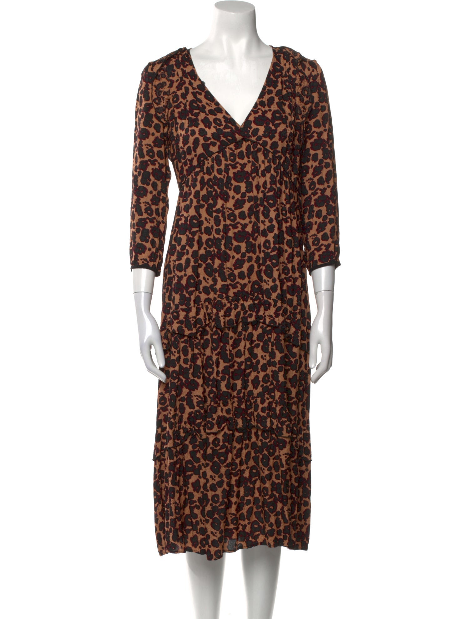 BA&SH Animal Print Long Dress