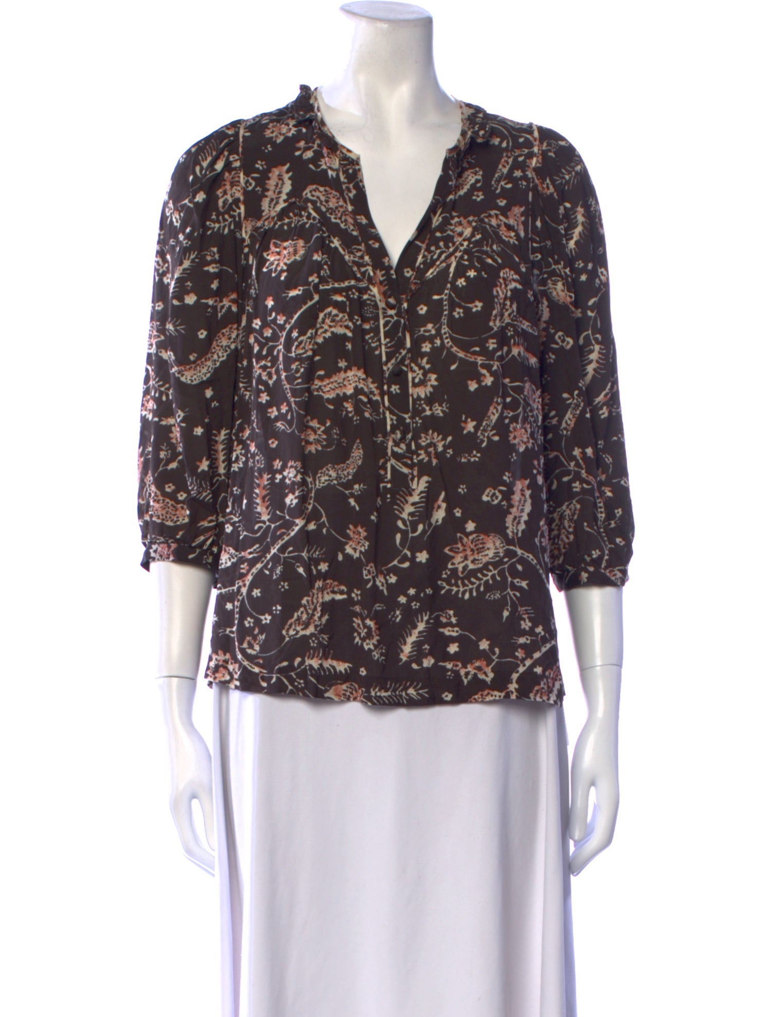 BA&SH Floral Print V-Neck Blouse