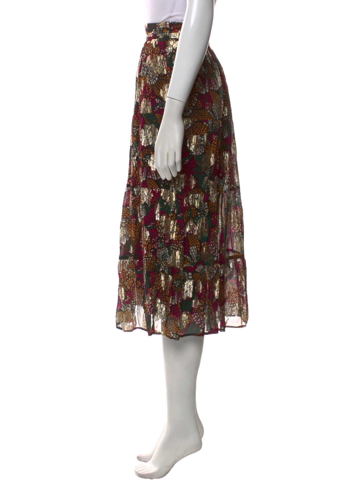 BA&SH Floral Print Midi Length Skirt