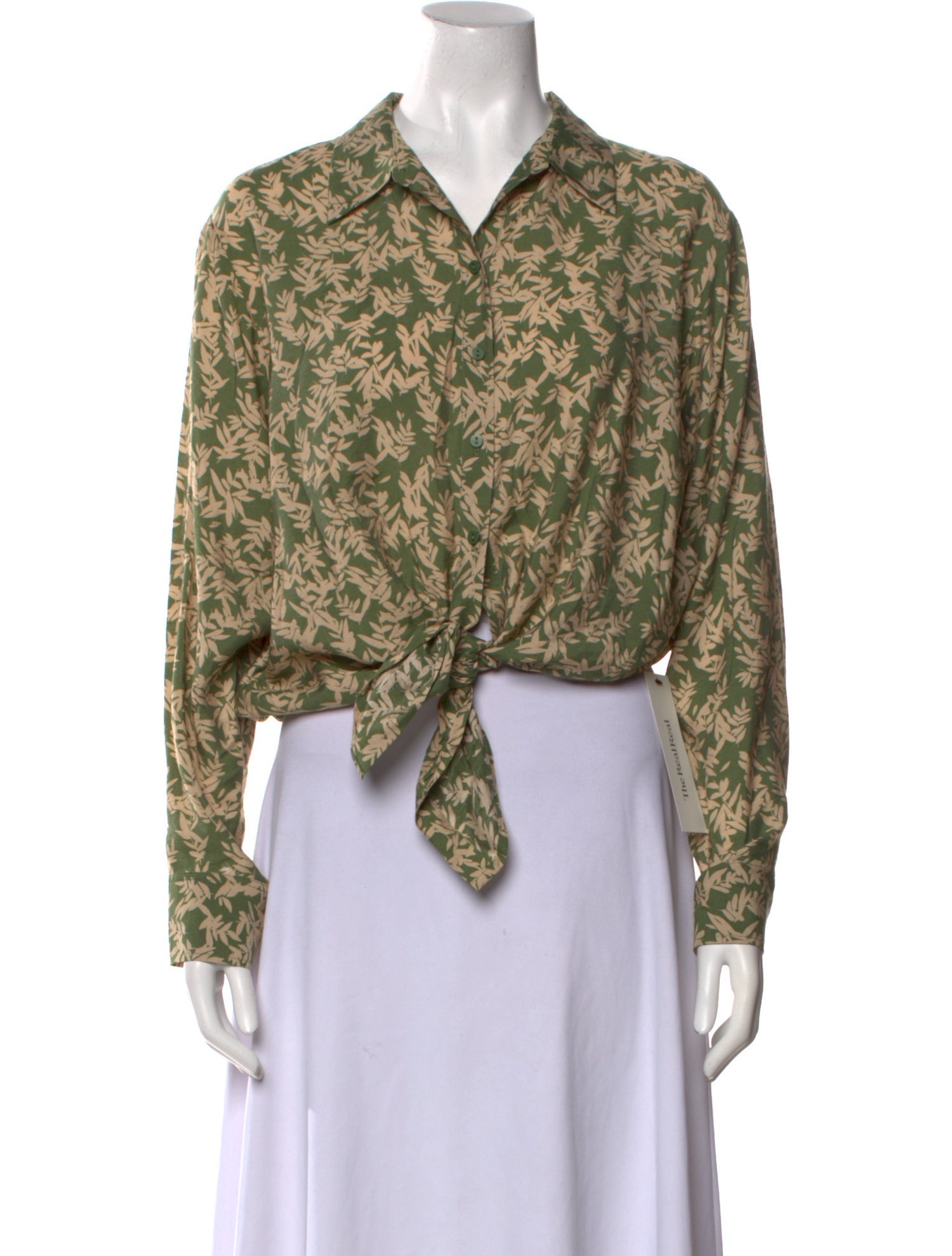 BA&SH Floral Print Long Sleeve Crop Top