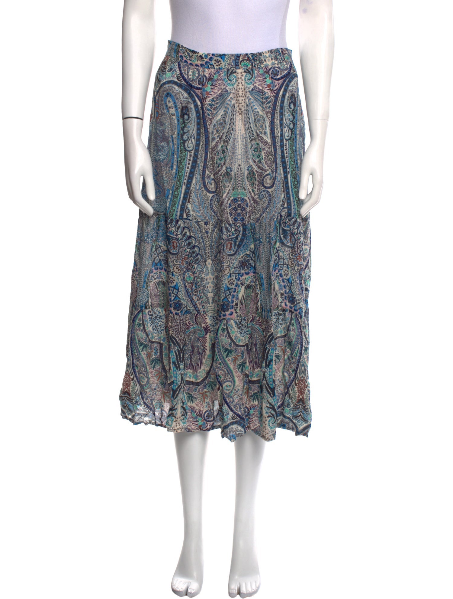 BA&SH Paisley Print Midi Length Skirt