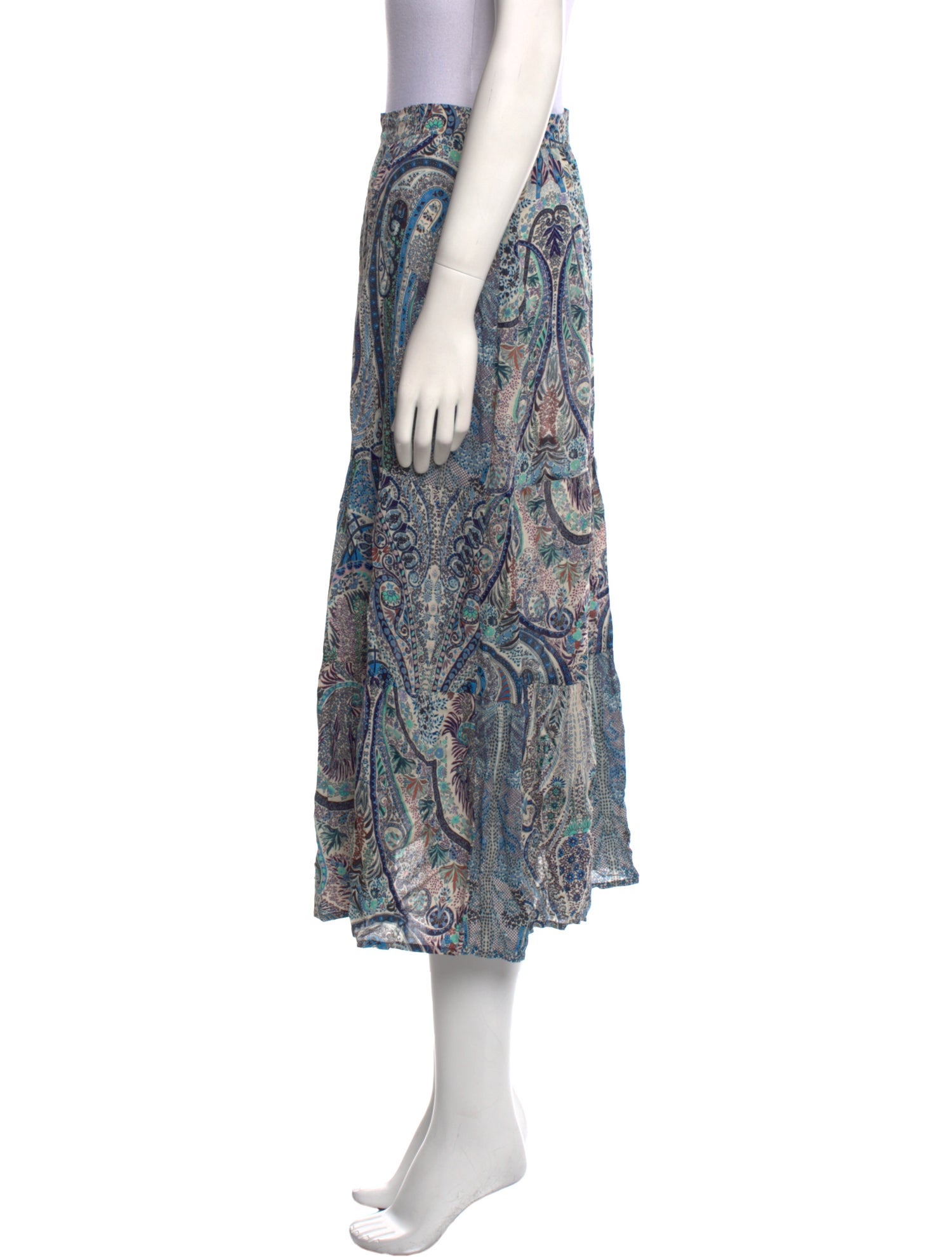 BA&SH Paisley Print Midi Length Skirt