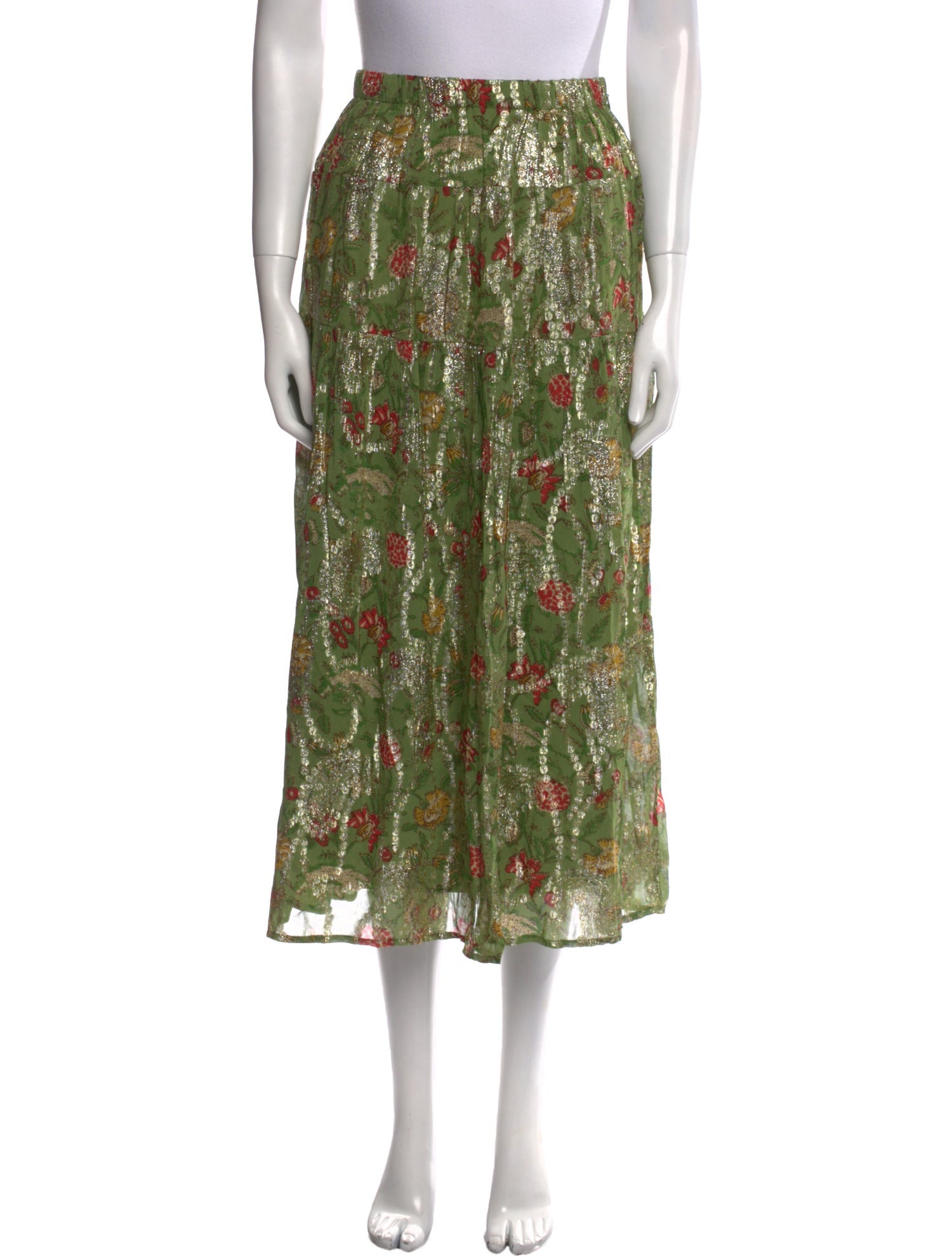 BA&SH Floral Print Midi Length Skirt