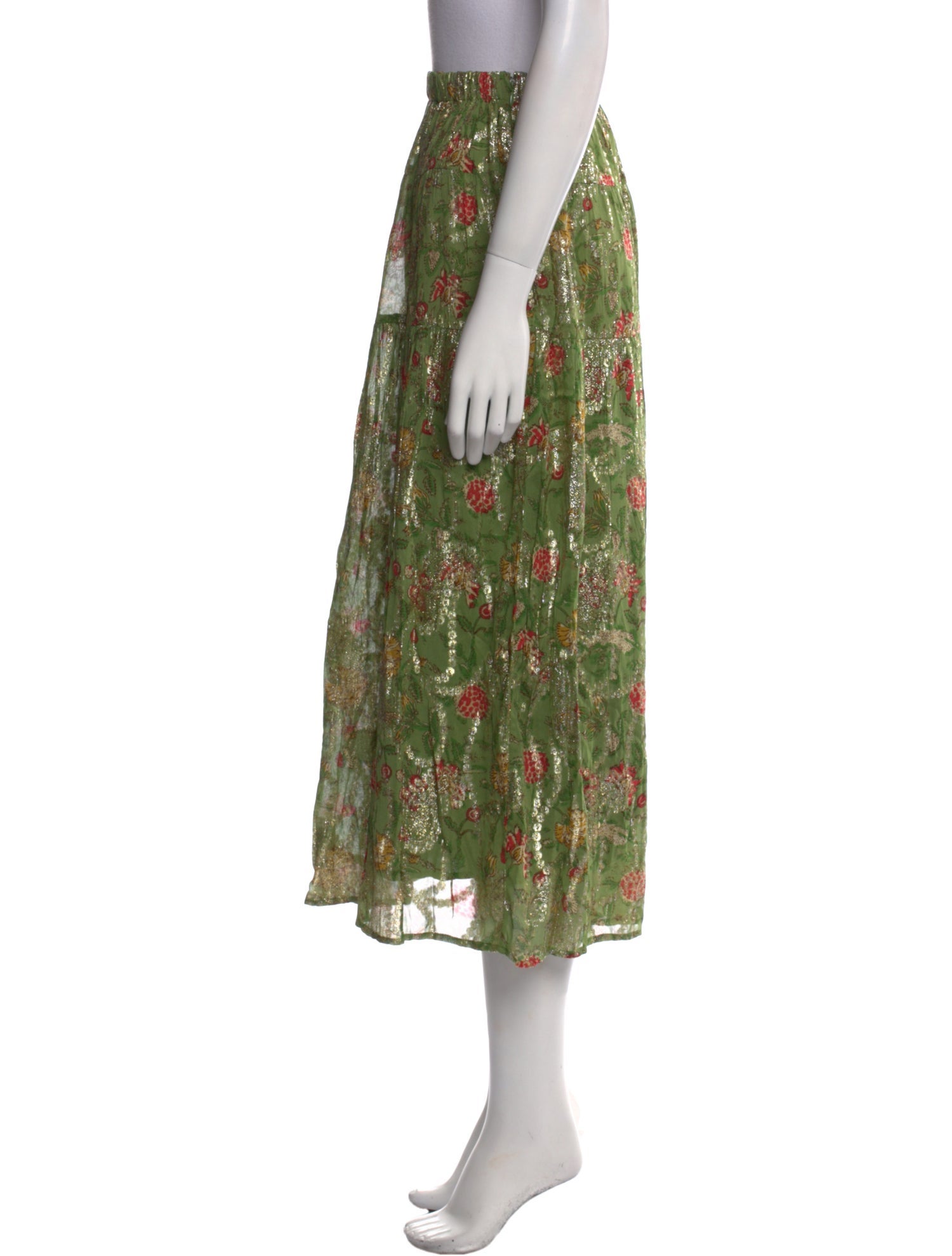 BA&SH Floral Print Midi Length Skirt