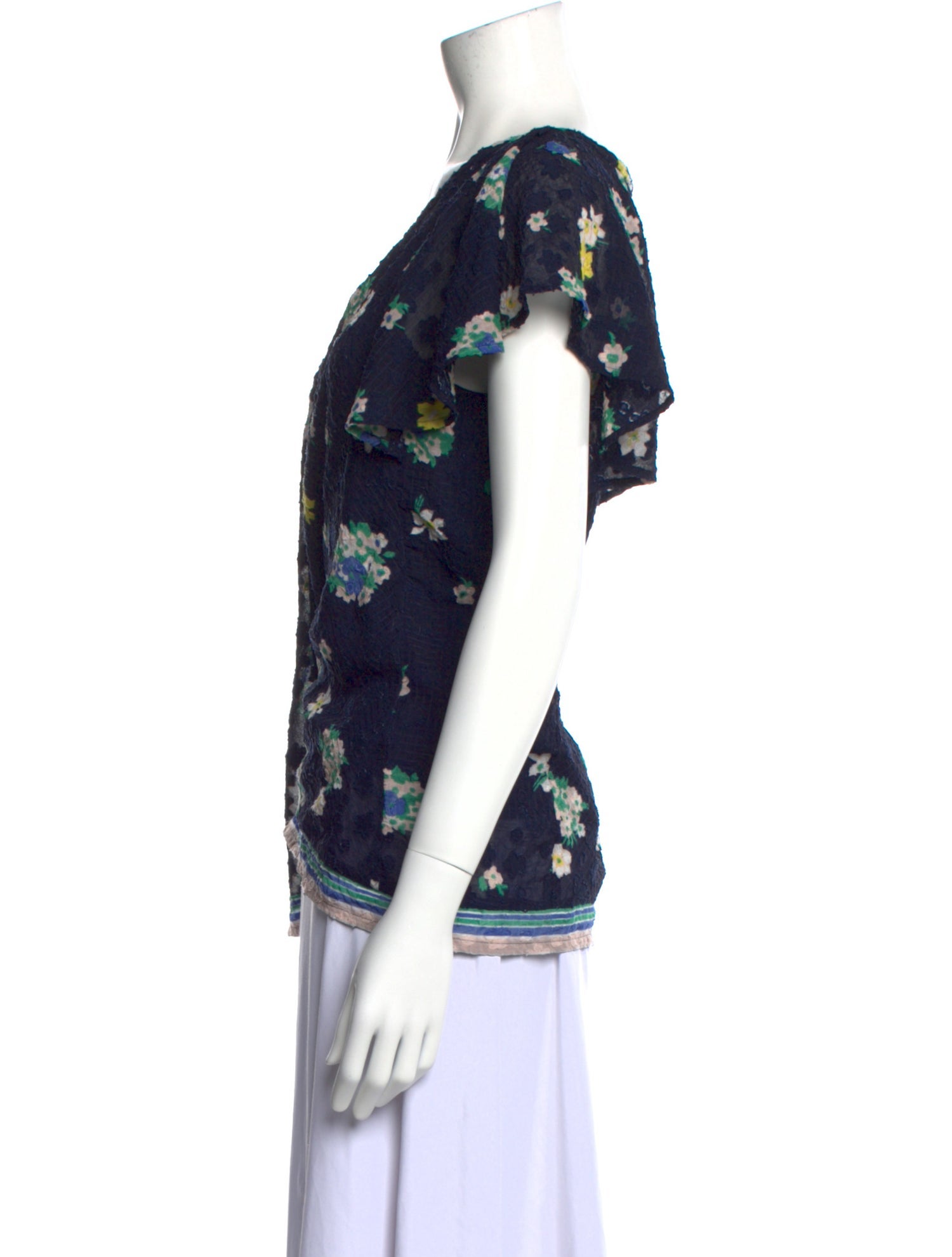 BA&SH Floral Print Scoop Neck T-Shirt