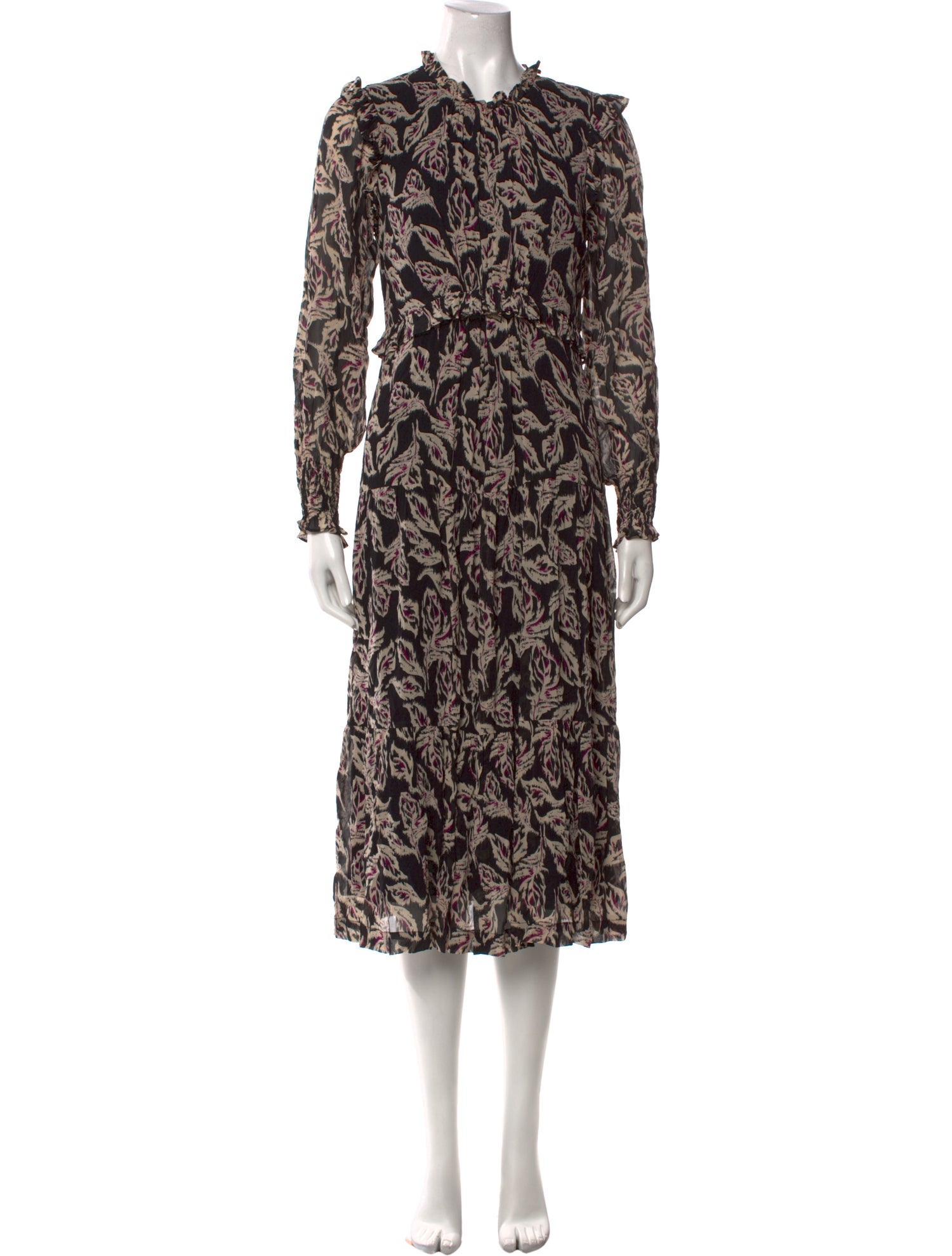 BA&SH Printed Midi Length Dress