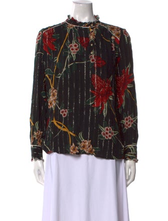 BA&SH Printed Mock Neck Blouse