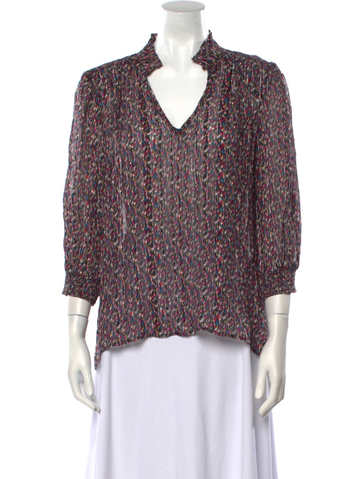 BA&SH Printed V-Neck Blouse