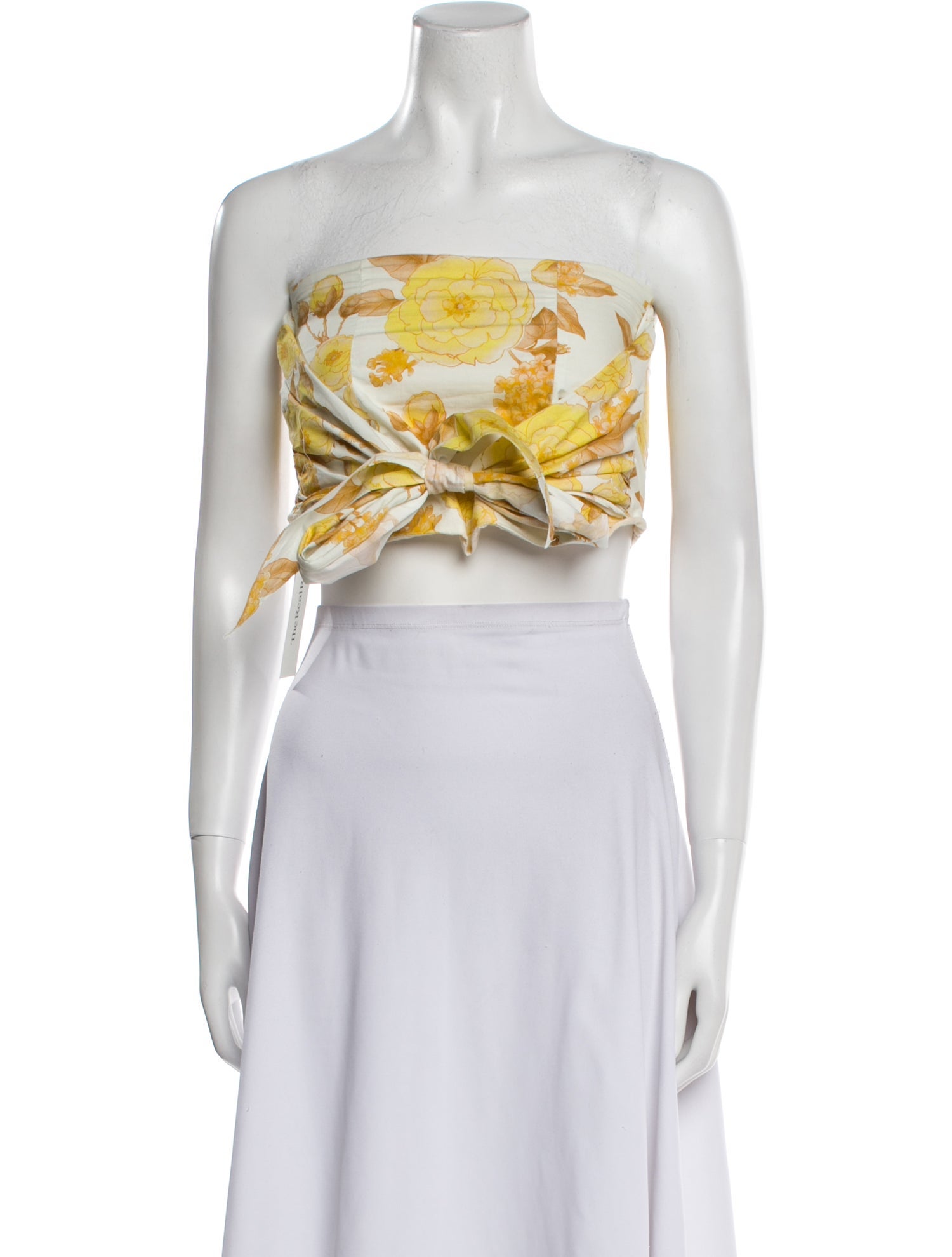 BA&SH Floral Print Strapless Crop Top