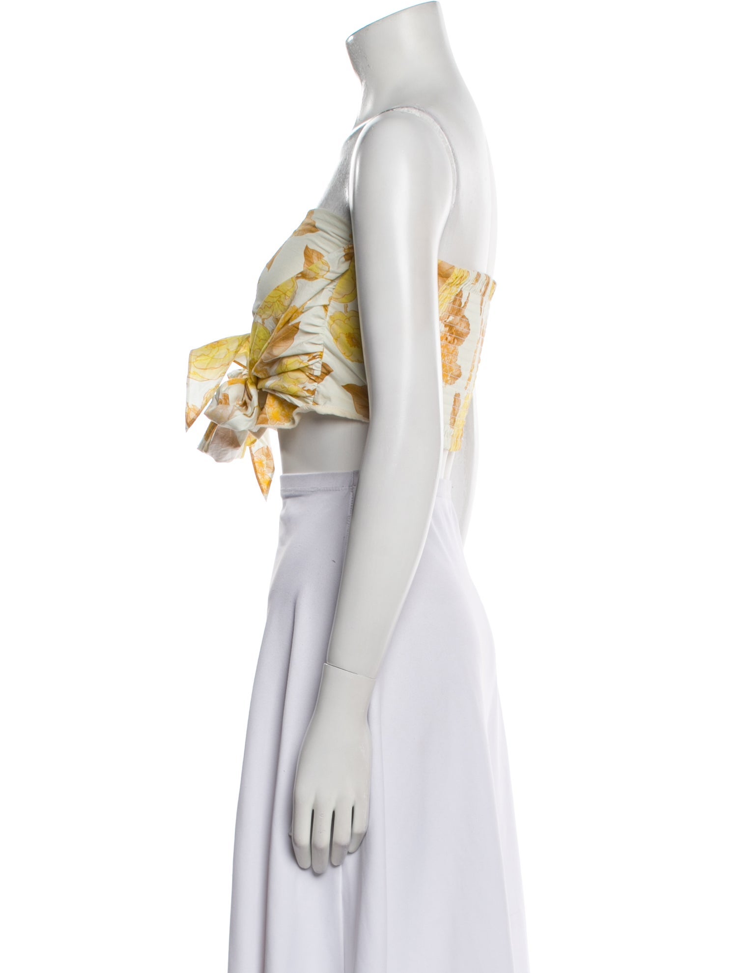 BA&SH Floral Print Strapless Crop Top