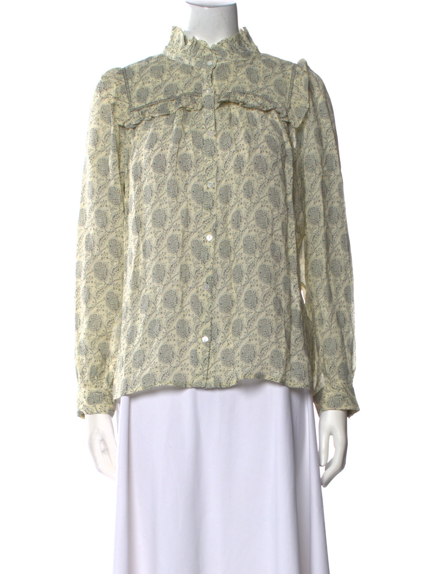 BA&SH Printed Mock Neck Blouse