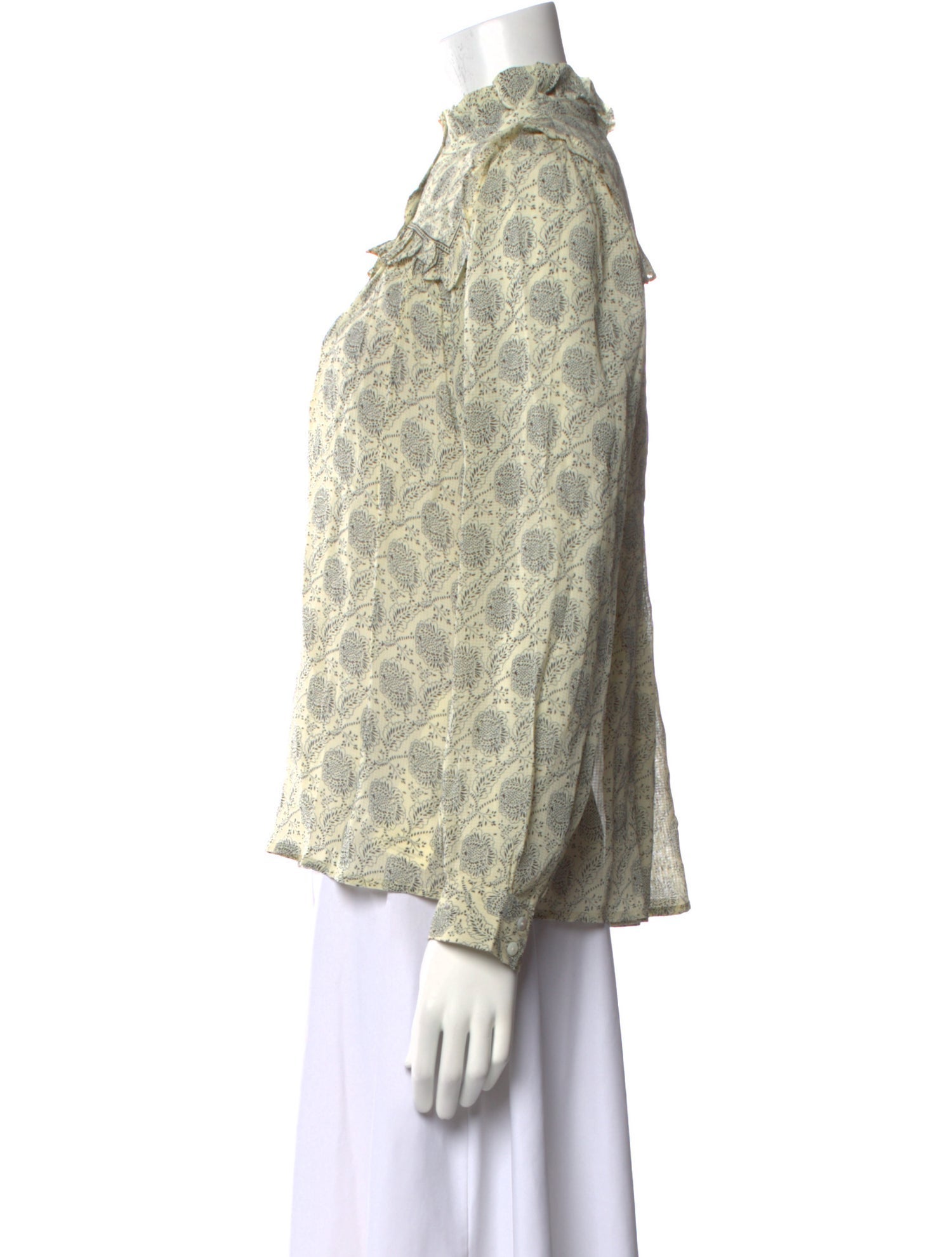 BA&SH Printed Mock Neck Blouse