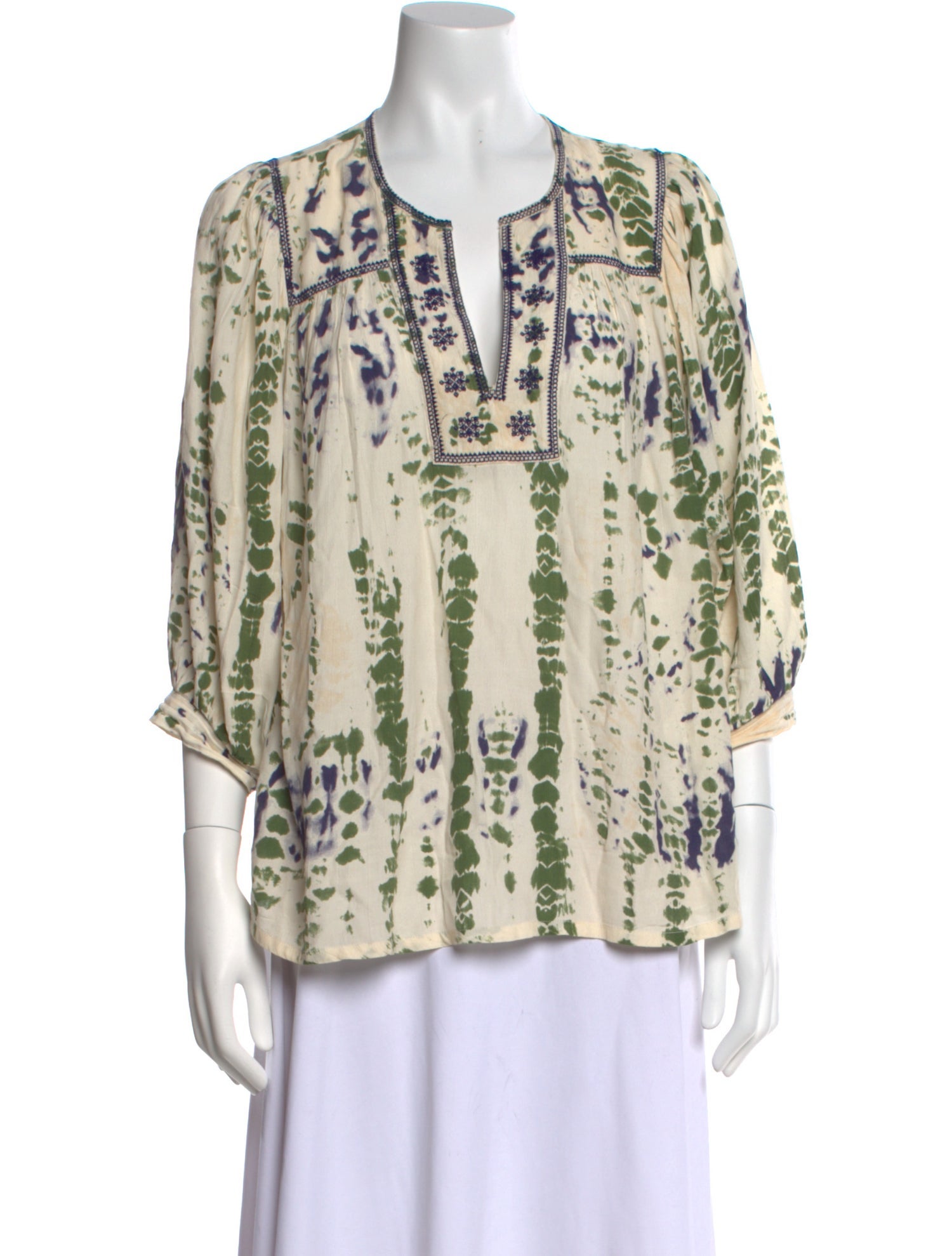 BA&SH Printed V-Neck Blouse