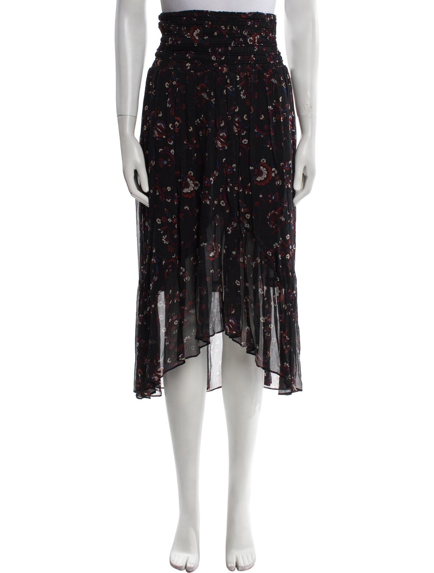 BA&SH Floral Print Midi Length Skirt