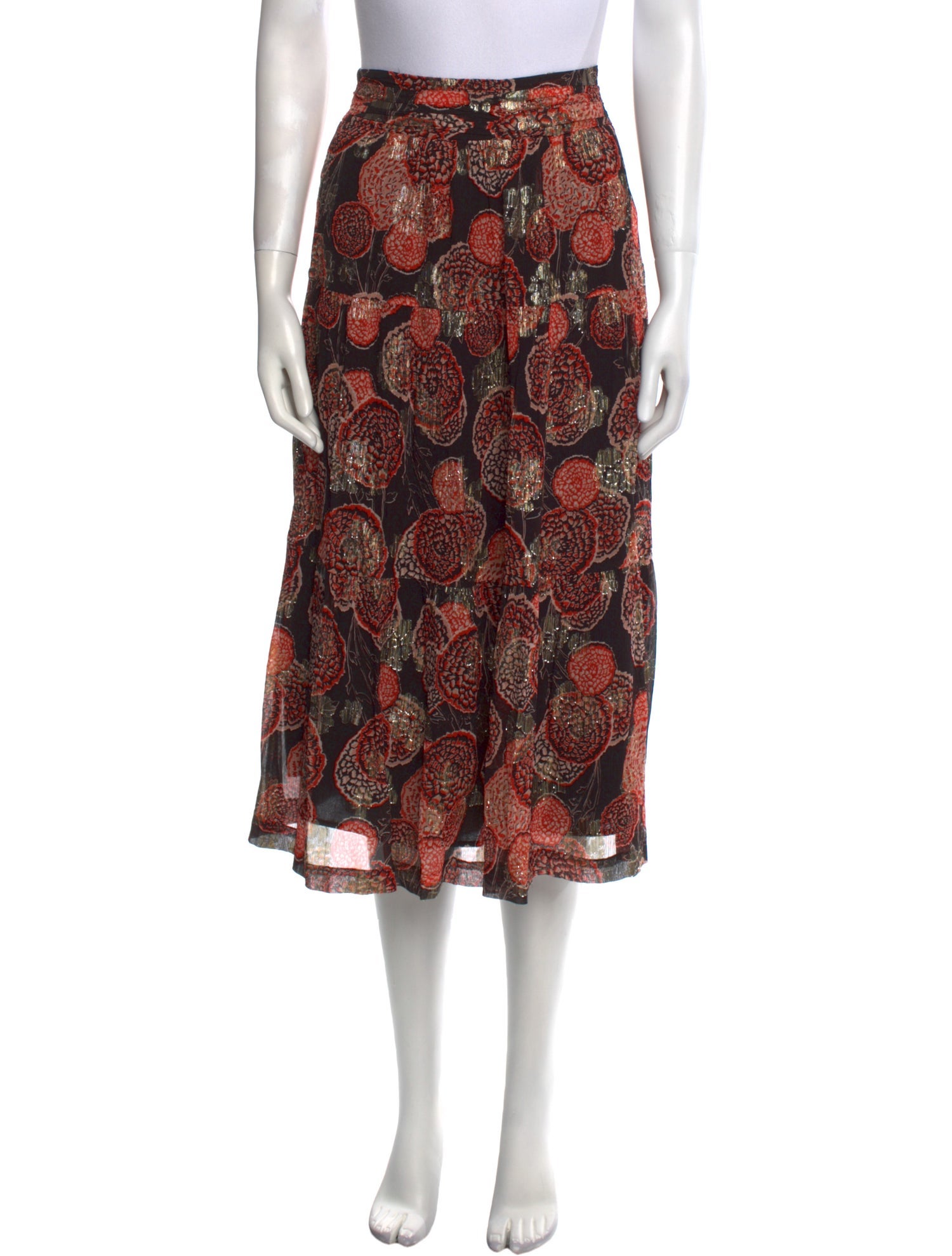 BA&SH Silk Midi Length Skirt