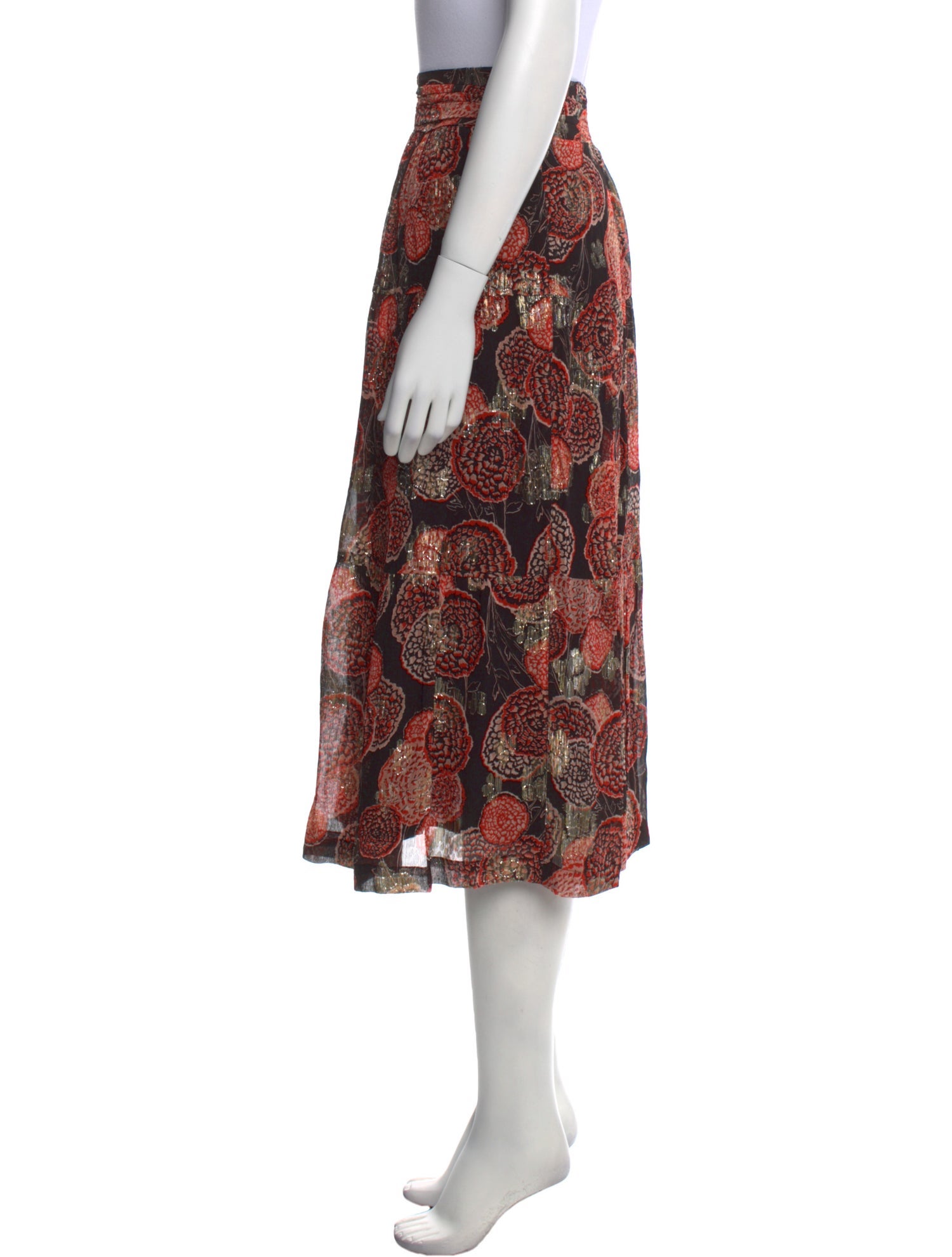 BA&SH Silk Midi Length Skirt