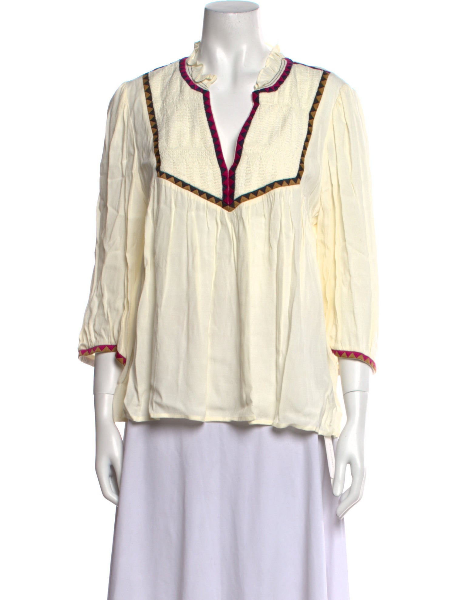 BA&SH V-Neck Three-Quarter Sleeve Blouse