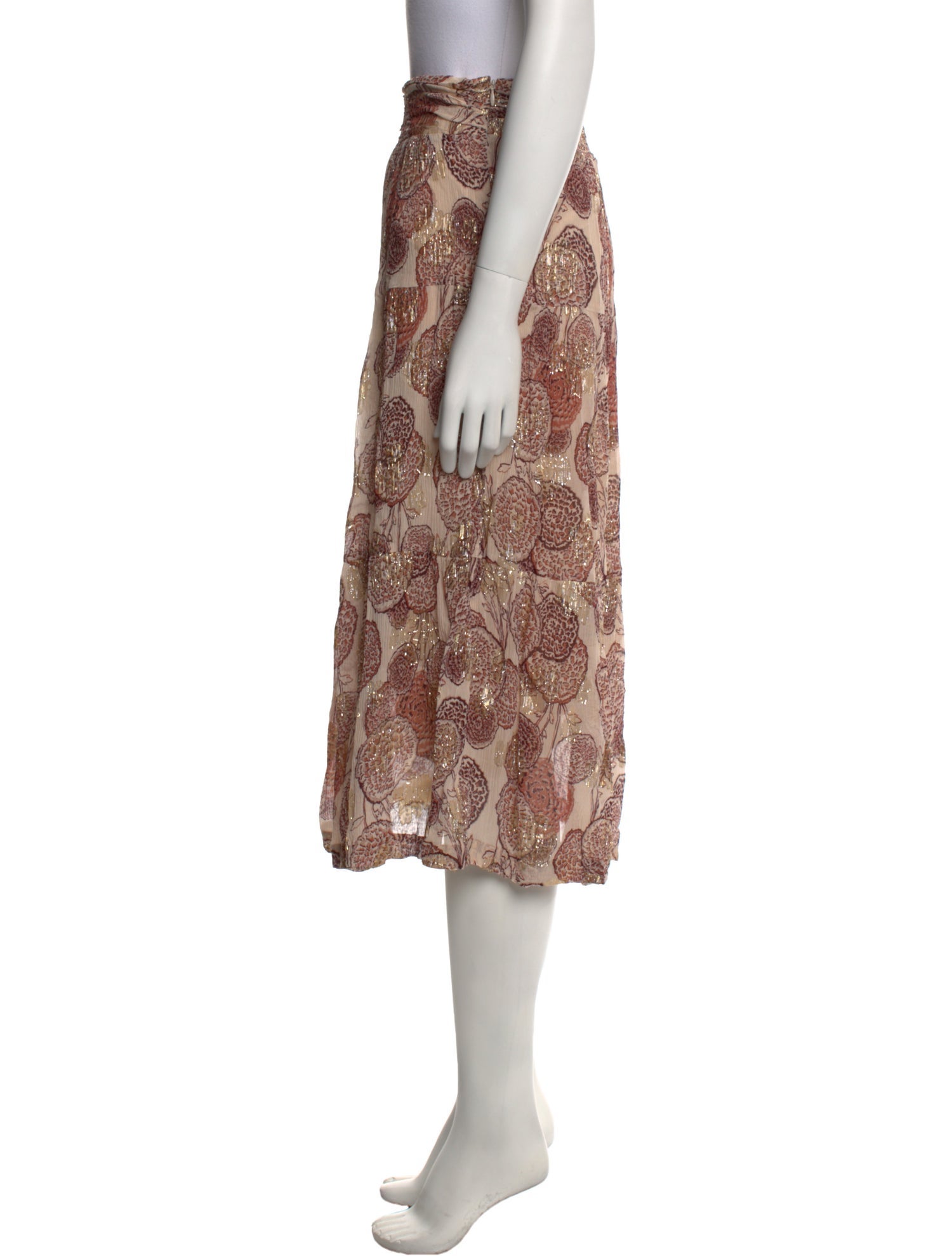 BA&SH Printed Midi Length Skirt