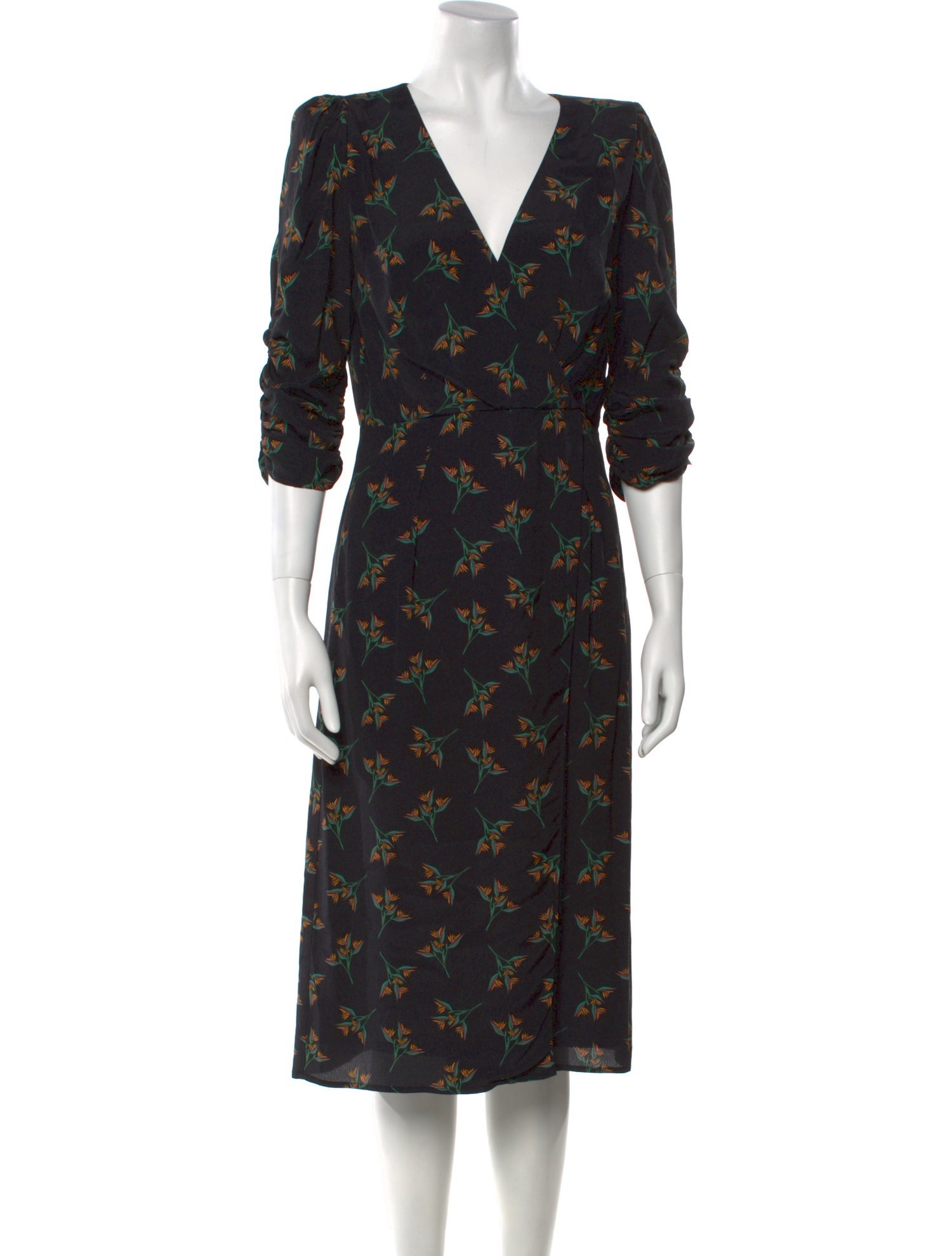 BA&SH Floral Print Midi Length Dress