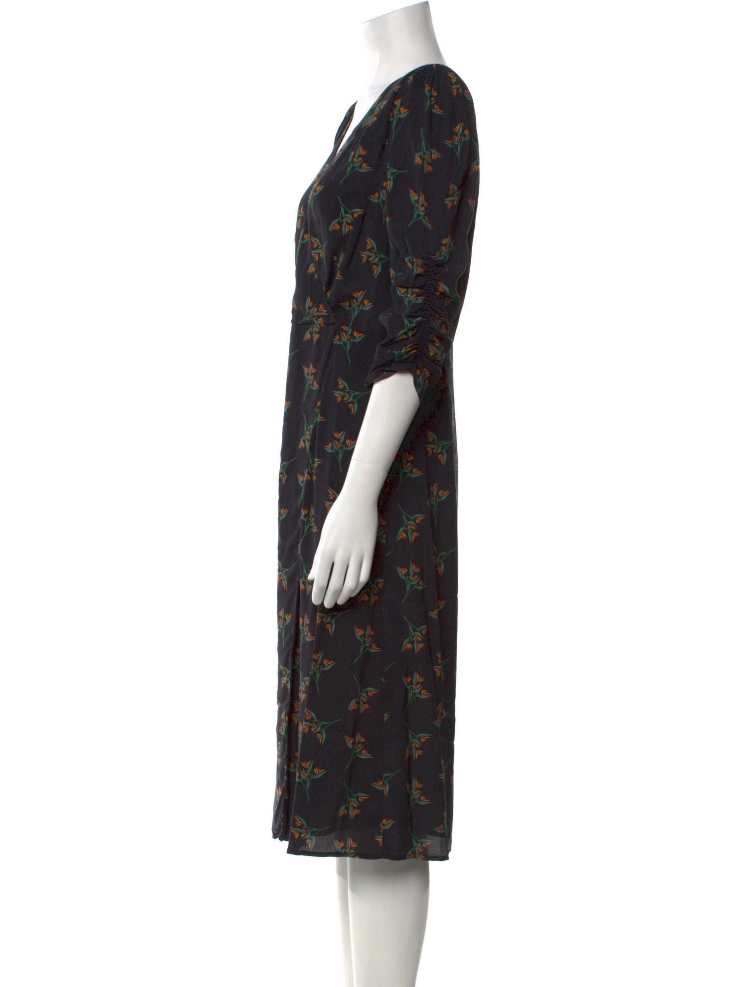 BA&SH Floral Print Midi Length Dress