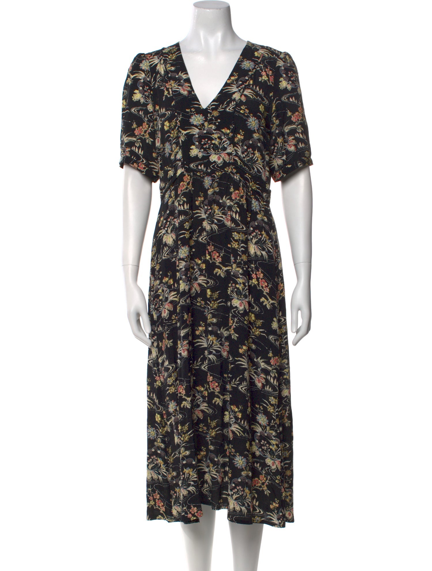 BA&SH Floral Print Midi Length Dress