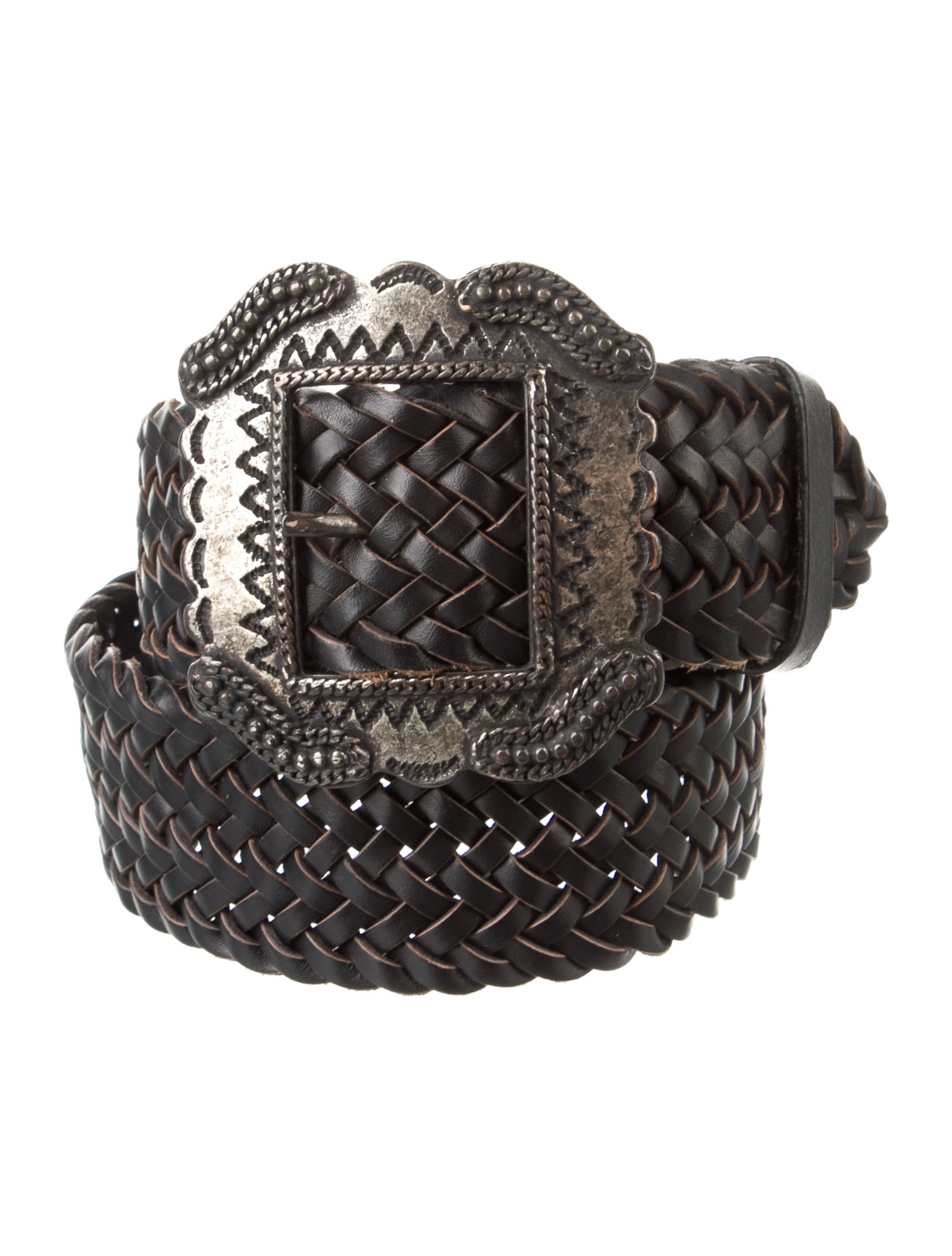 BA&SH Leather Embroidered Accent Waist Belt