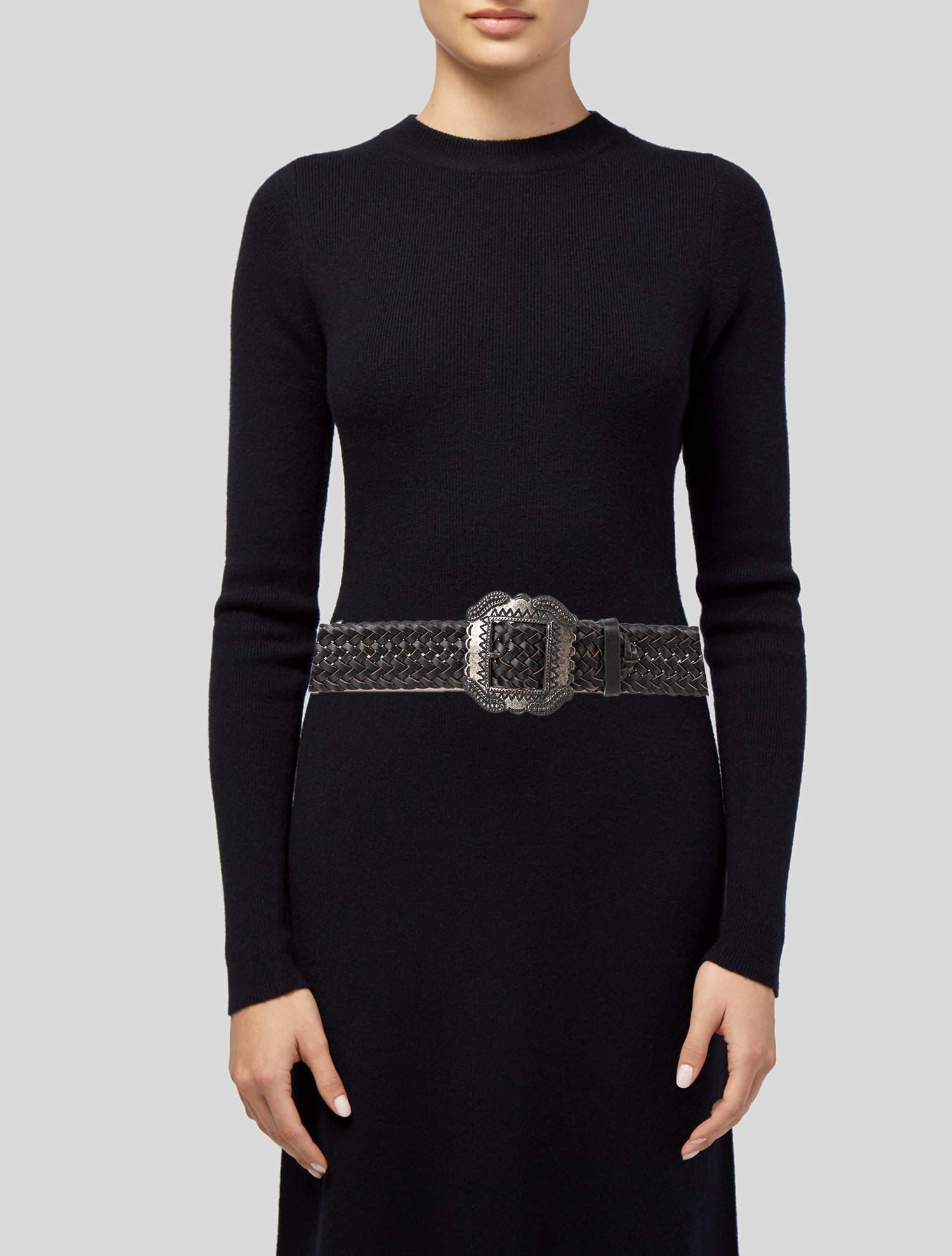 BA&SH Leather Embroidered Accent Waist Belt