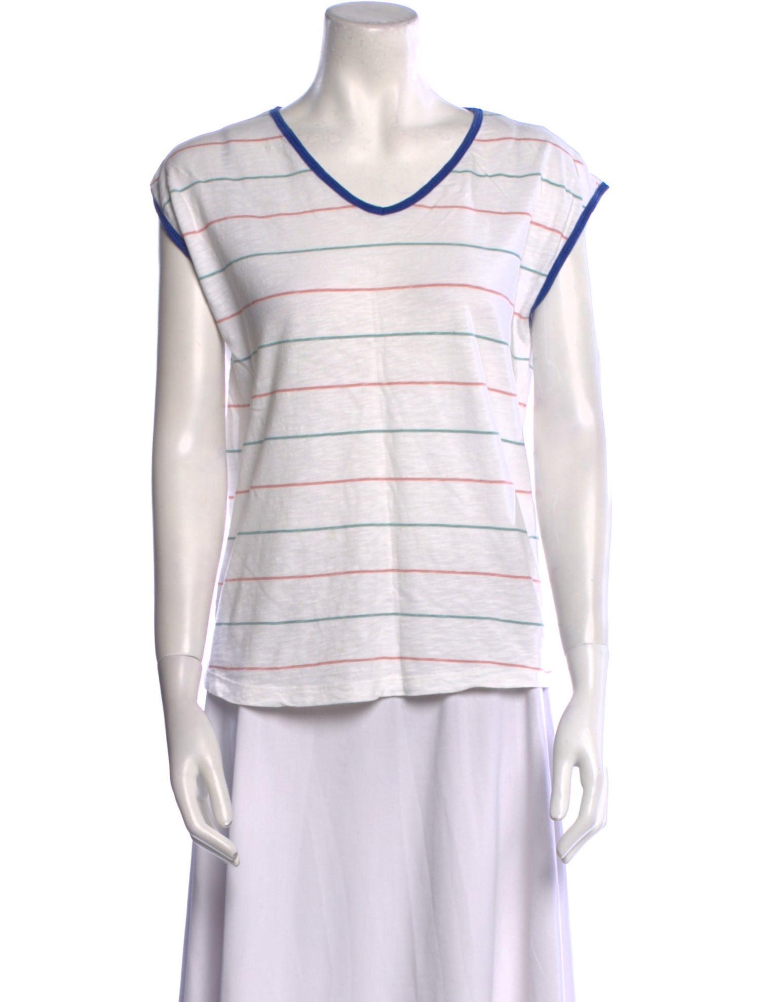 BA&SH Striped V-Neck T-Shirt