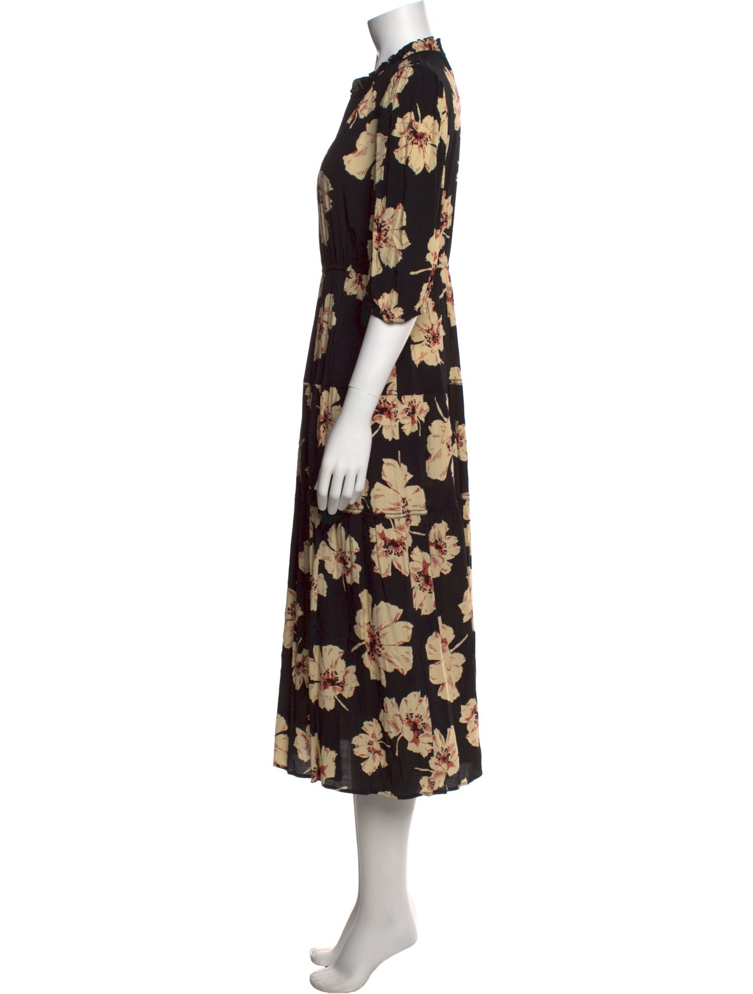 BA&SH Floral Print Midi Length Dress
