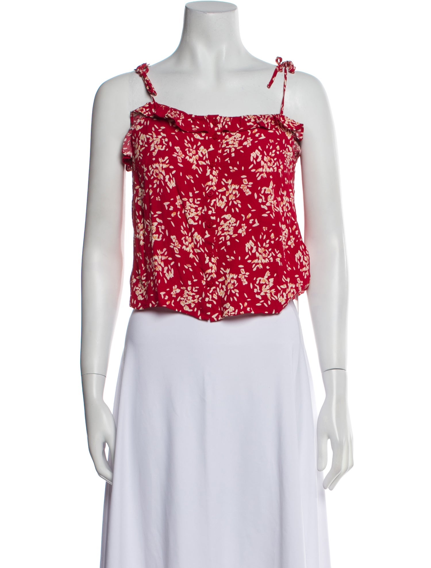 BA&SH Printed Square Neckline Crop Top