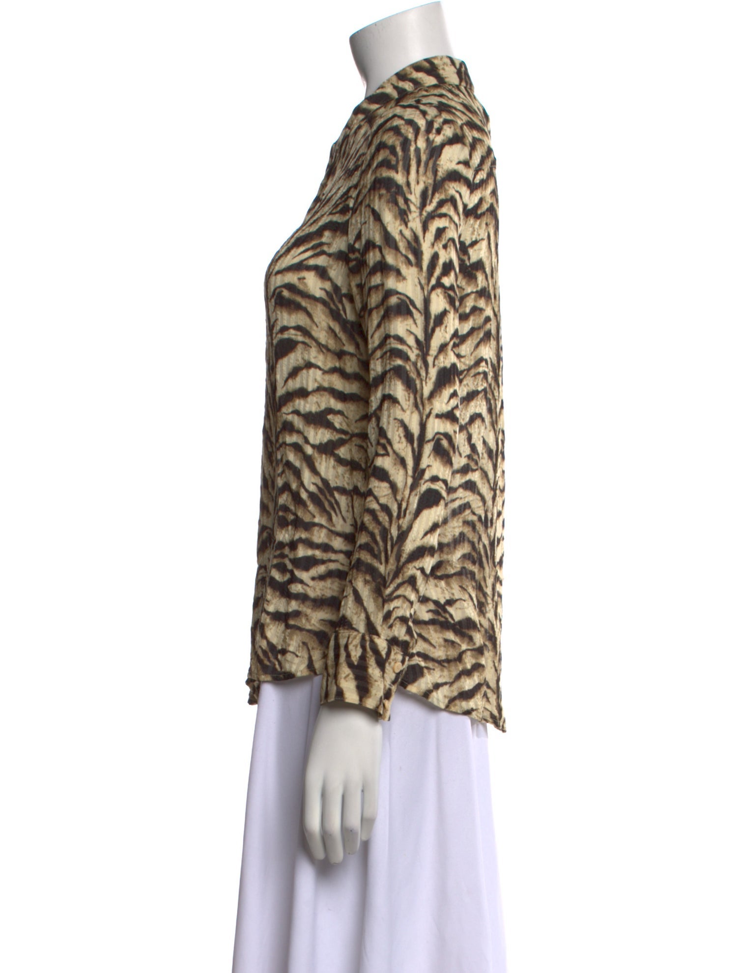 BA&SH Animal Print Long Sleeve Button-Up Top